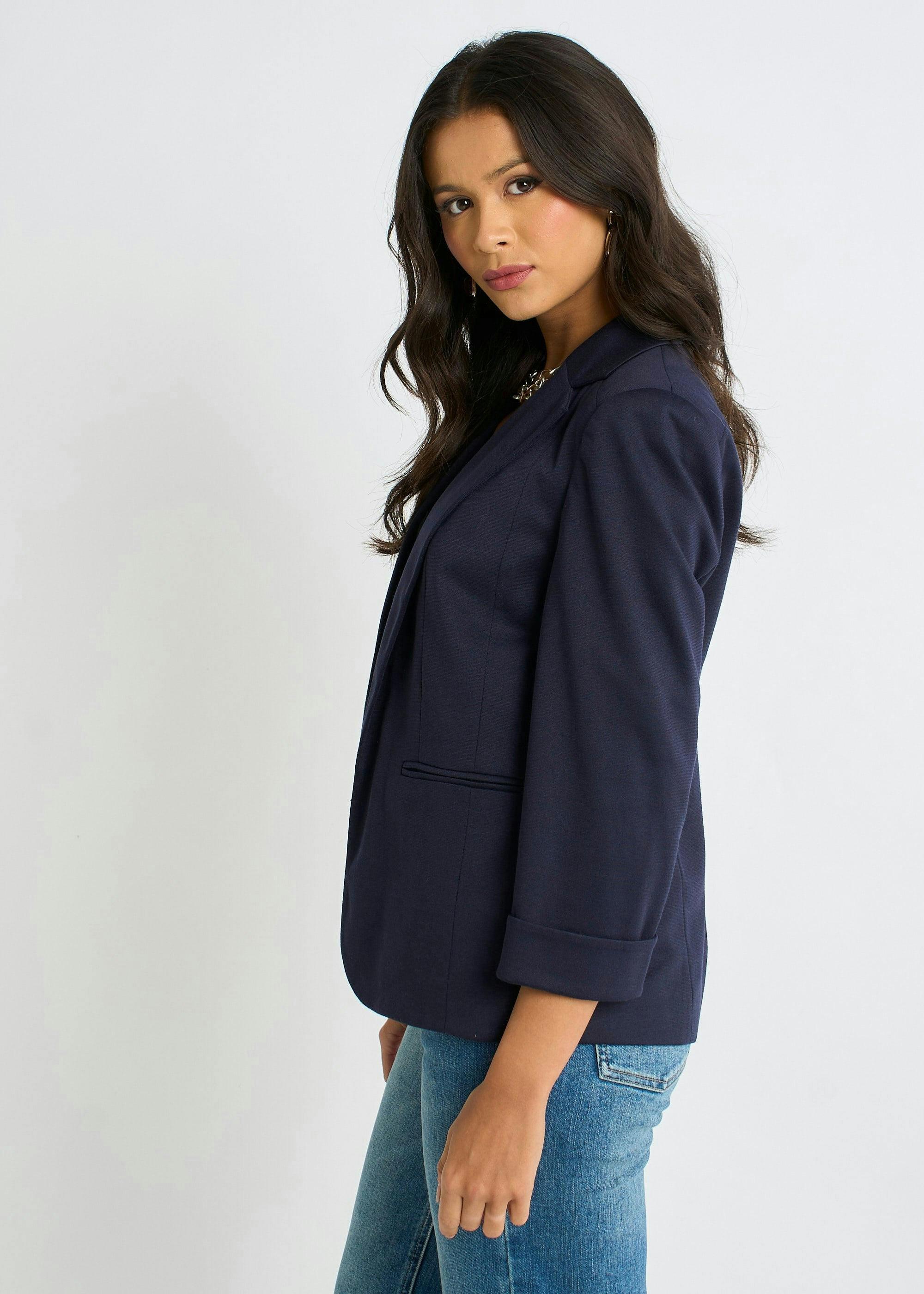 Navy Ponte Edge to Edge Jacket , view 4 of 4