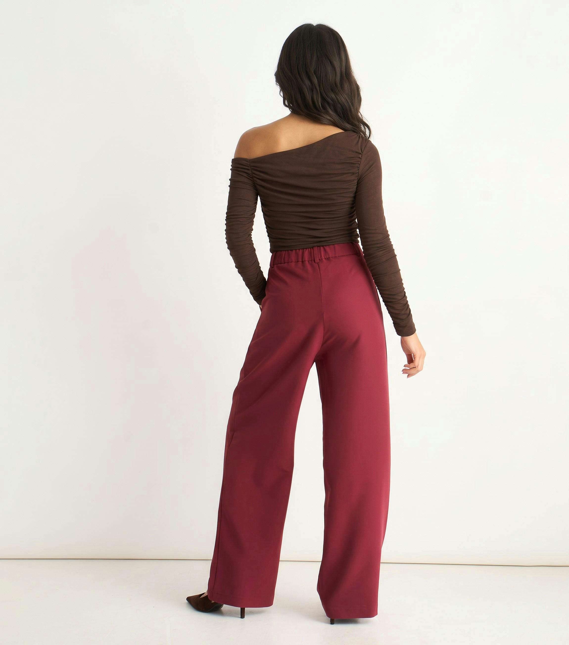 Rust Wide Leg Pleat Tailoring Trouser , view 2 of 4