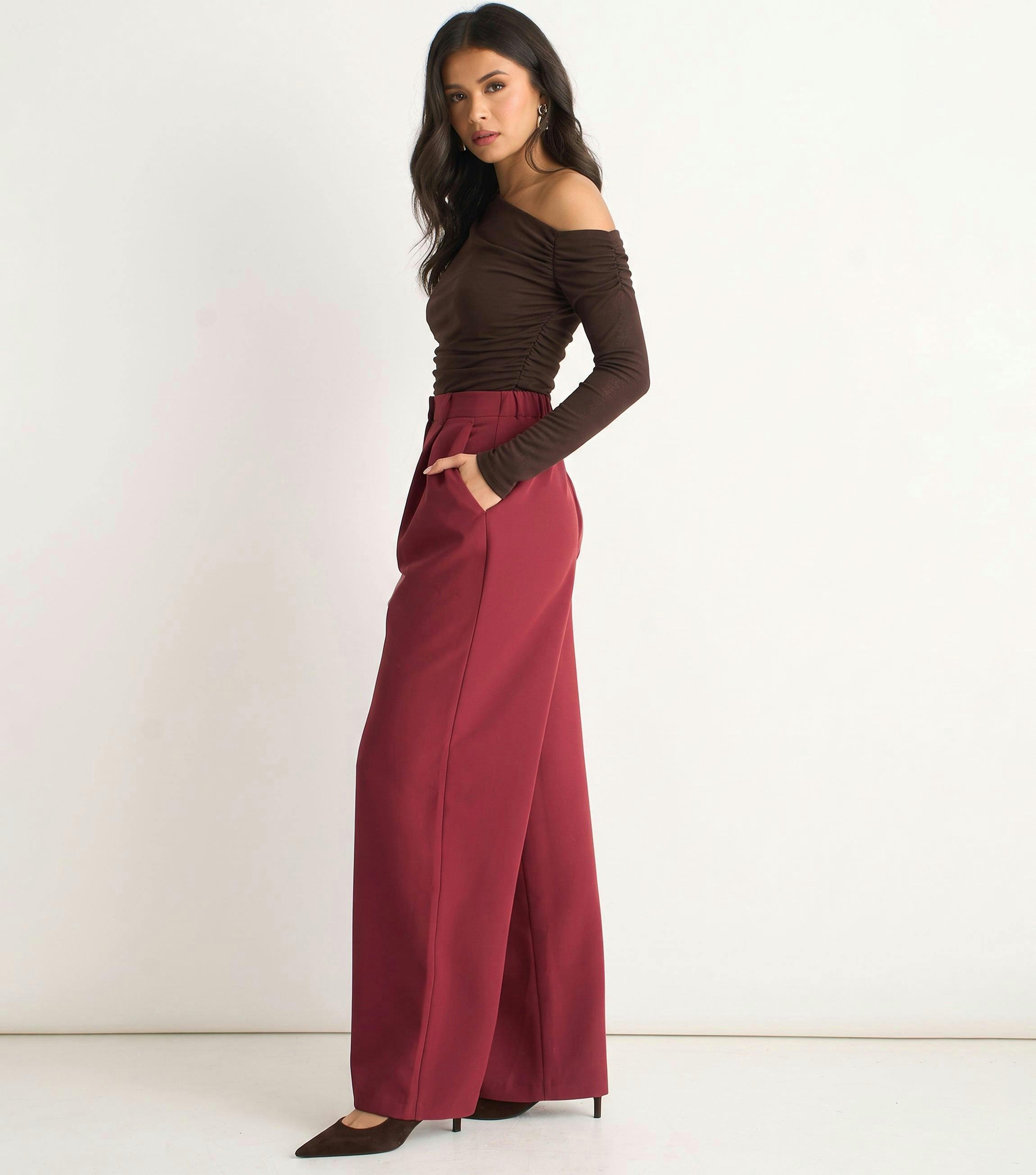 Rust Wide Leg Pleat Tailoring Trouser , view 4 of 4