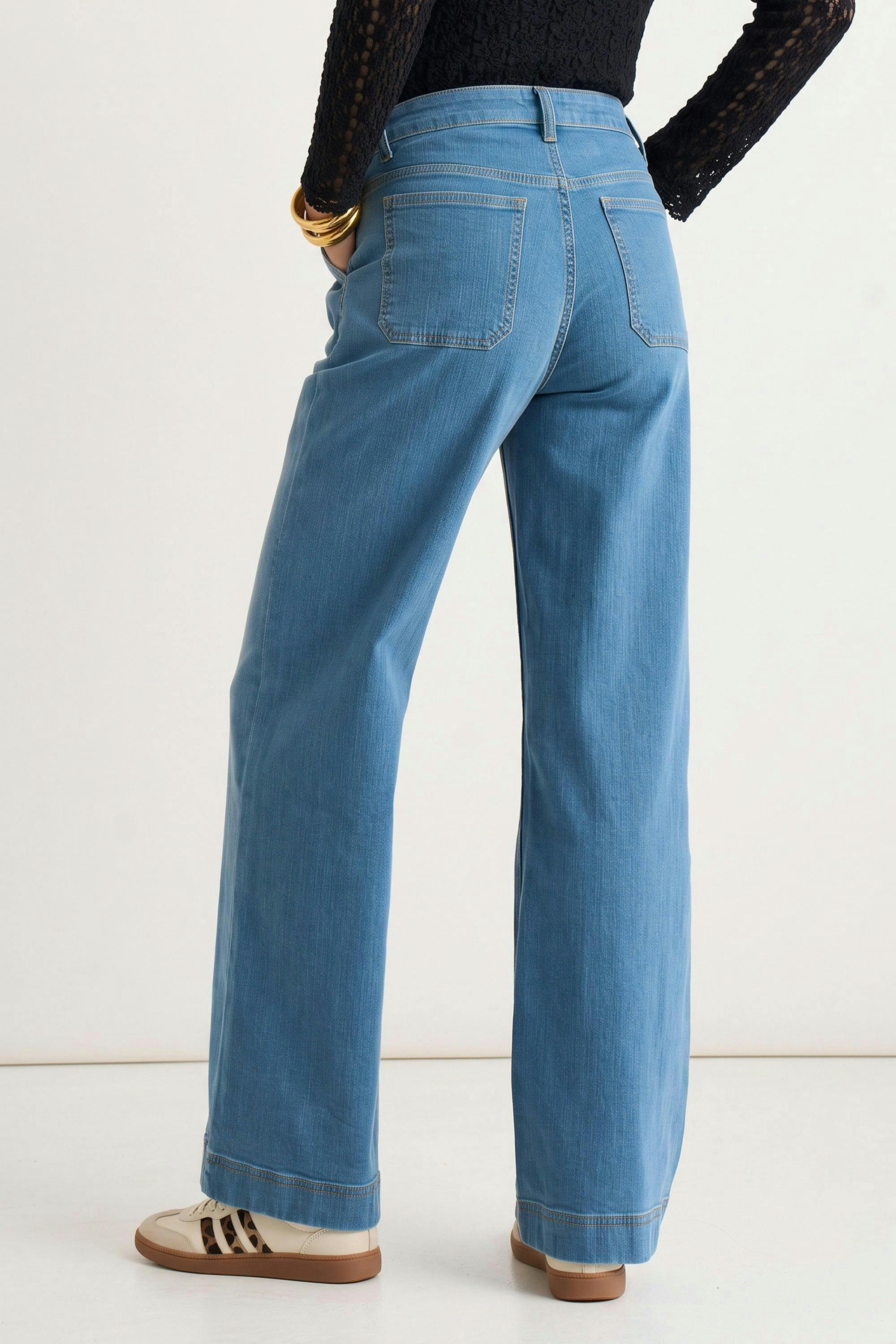 Blue Pleat Wide Leg Jean , view 2 of 4