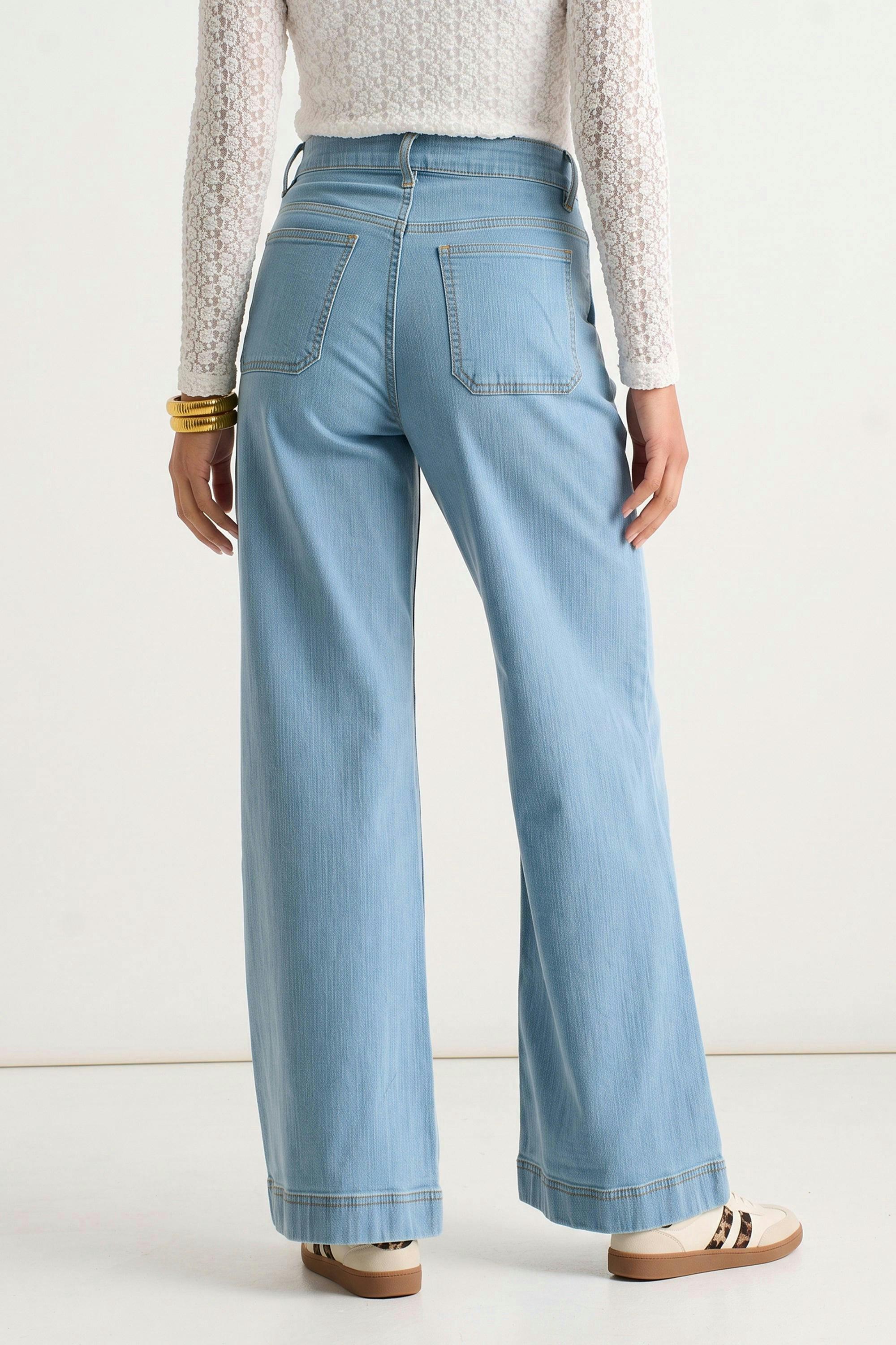 Light Blue Pleat Wide Leg Jean , view 2 of 4