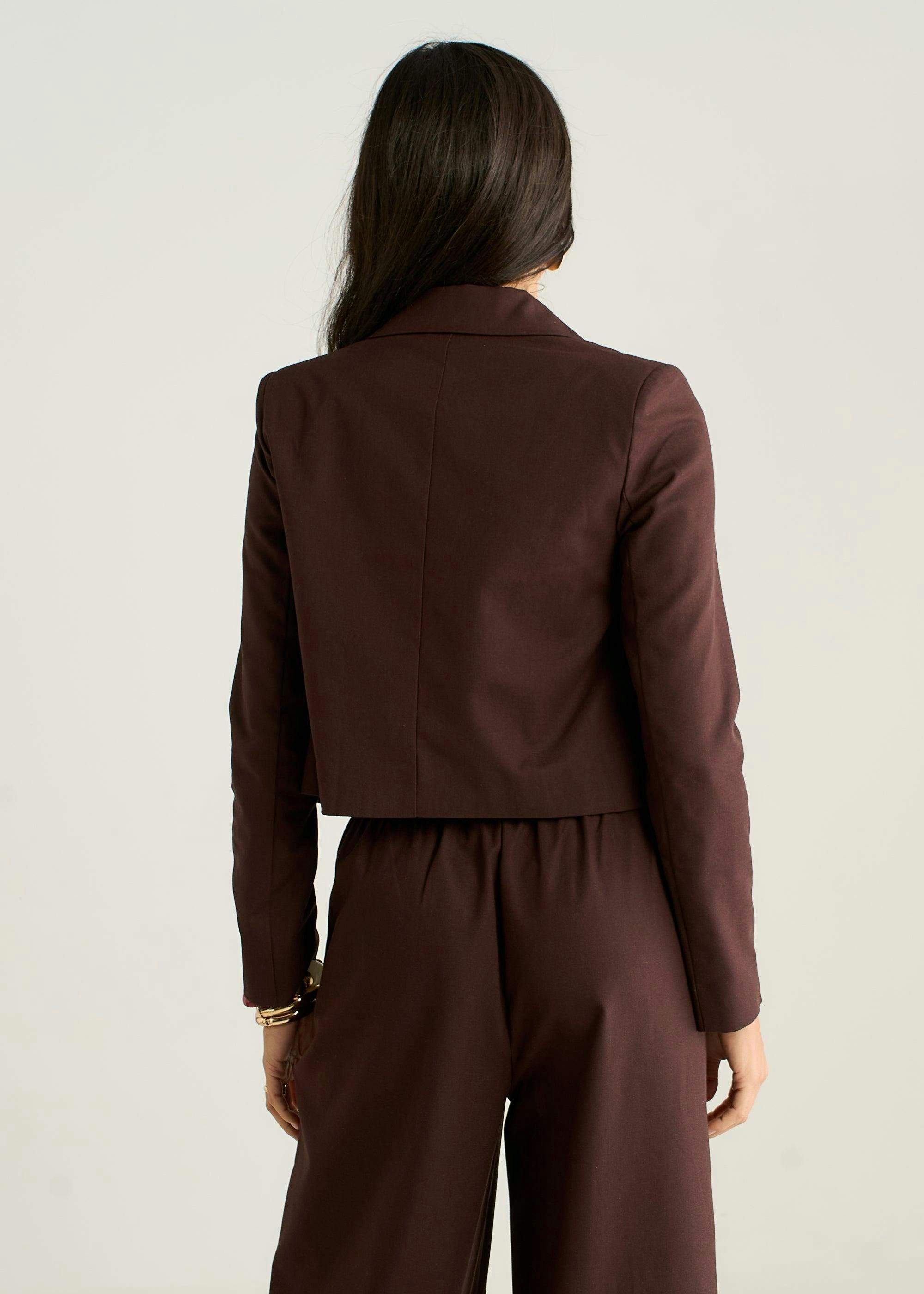 Brown Double Breasted Cotton and Linen Blend Jacket , view 4 of 4