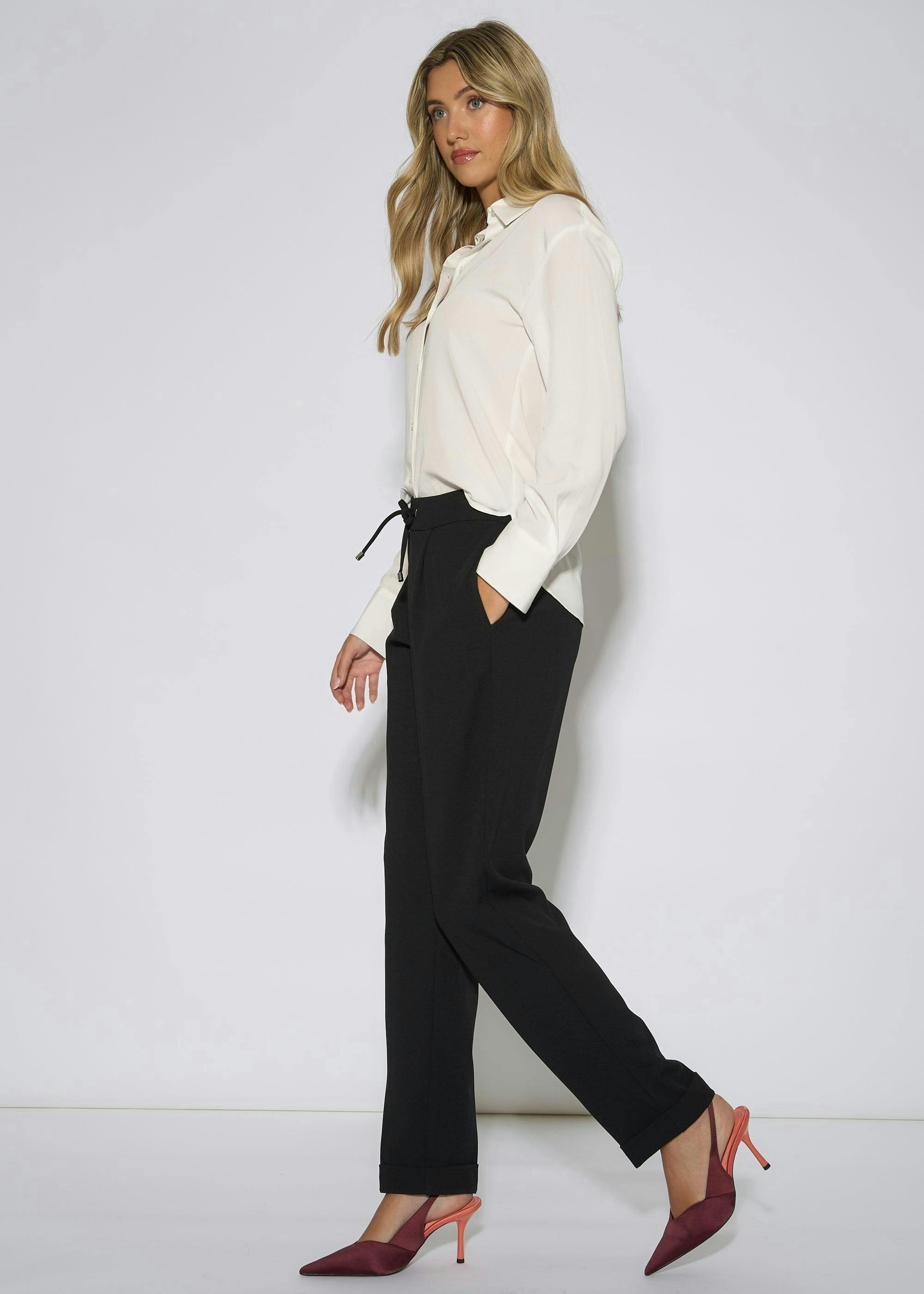 Black Drawstring Turn Up Scuba Crepe Jogger , view 4 of 4