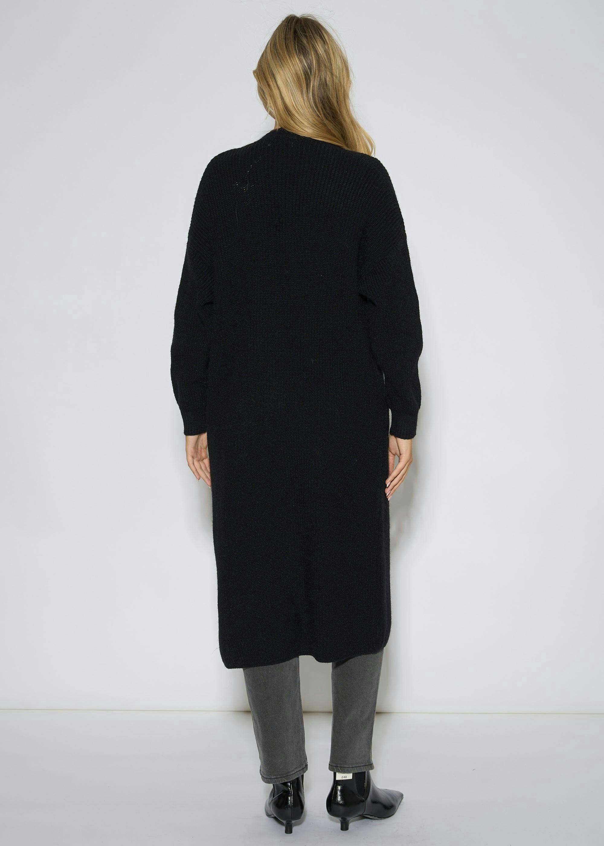 Black Edge To Edge Longline Knit Cardigan , view 2 of 4