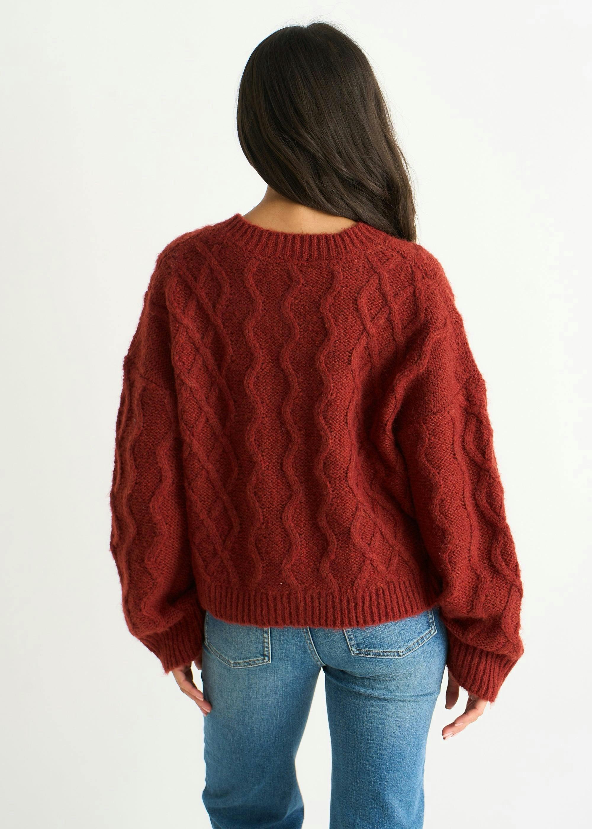 Rust Cable Knit Cardigan , view 4 of 4