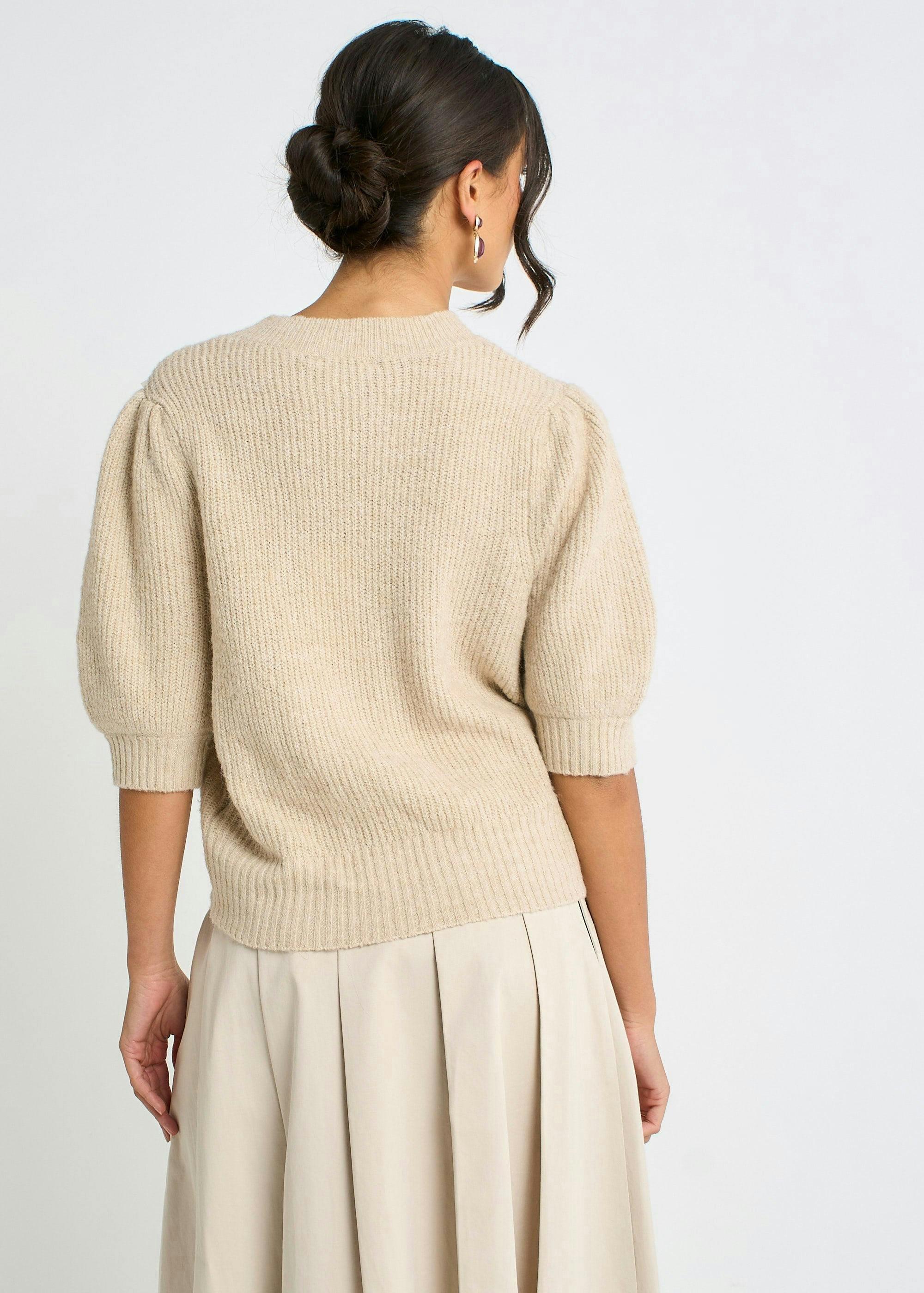 Mocha Chiffon Bow Knitted Jumper , view 4 of 4
