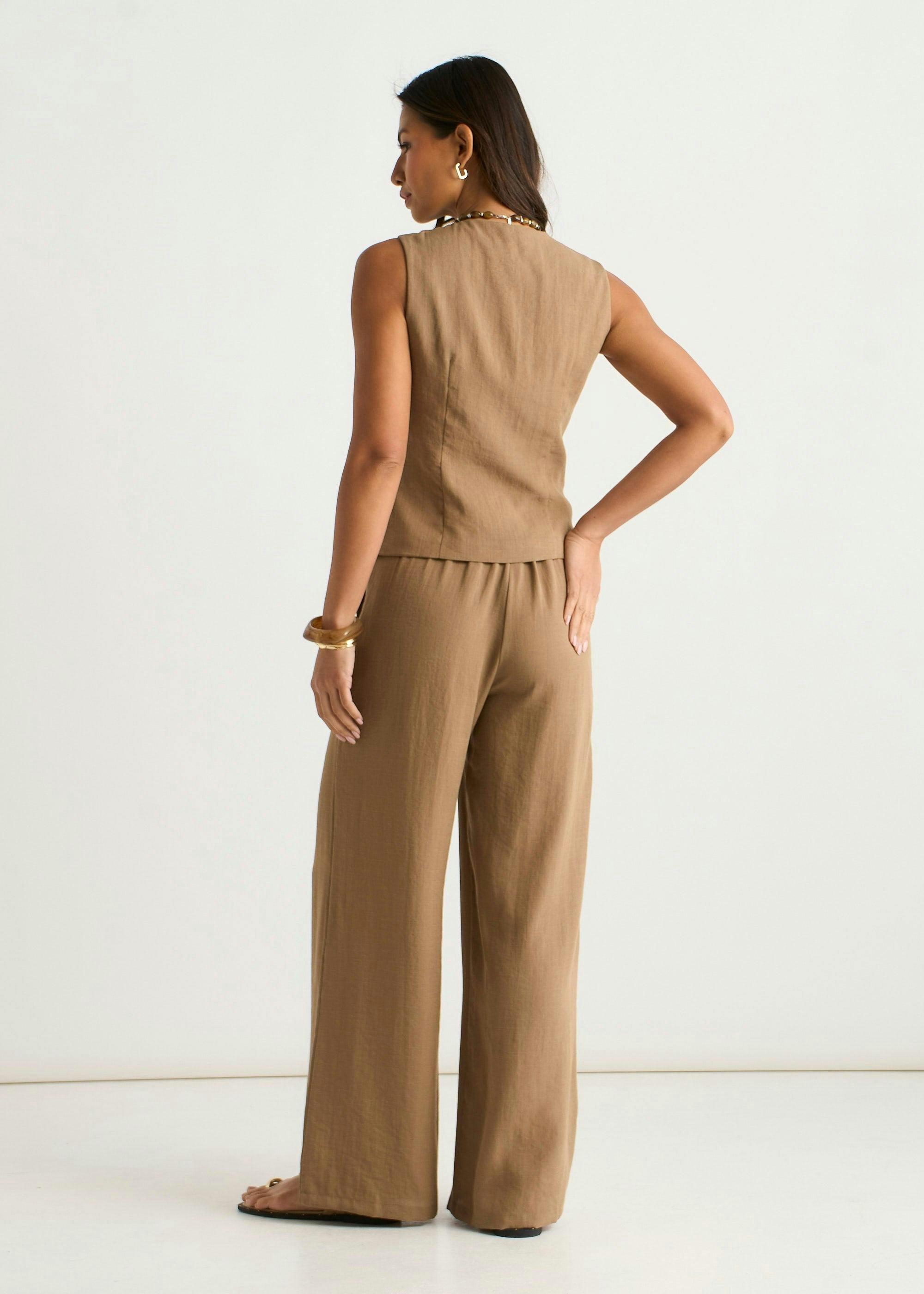 Camel Tailored Wide Leg Trousers , view 2 of 4