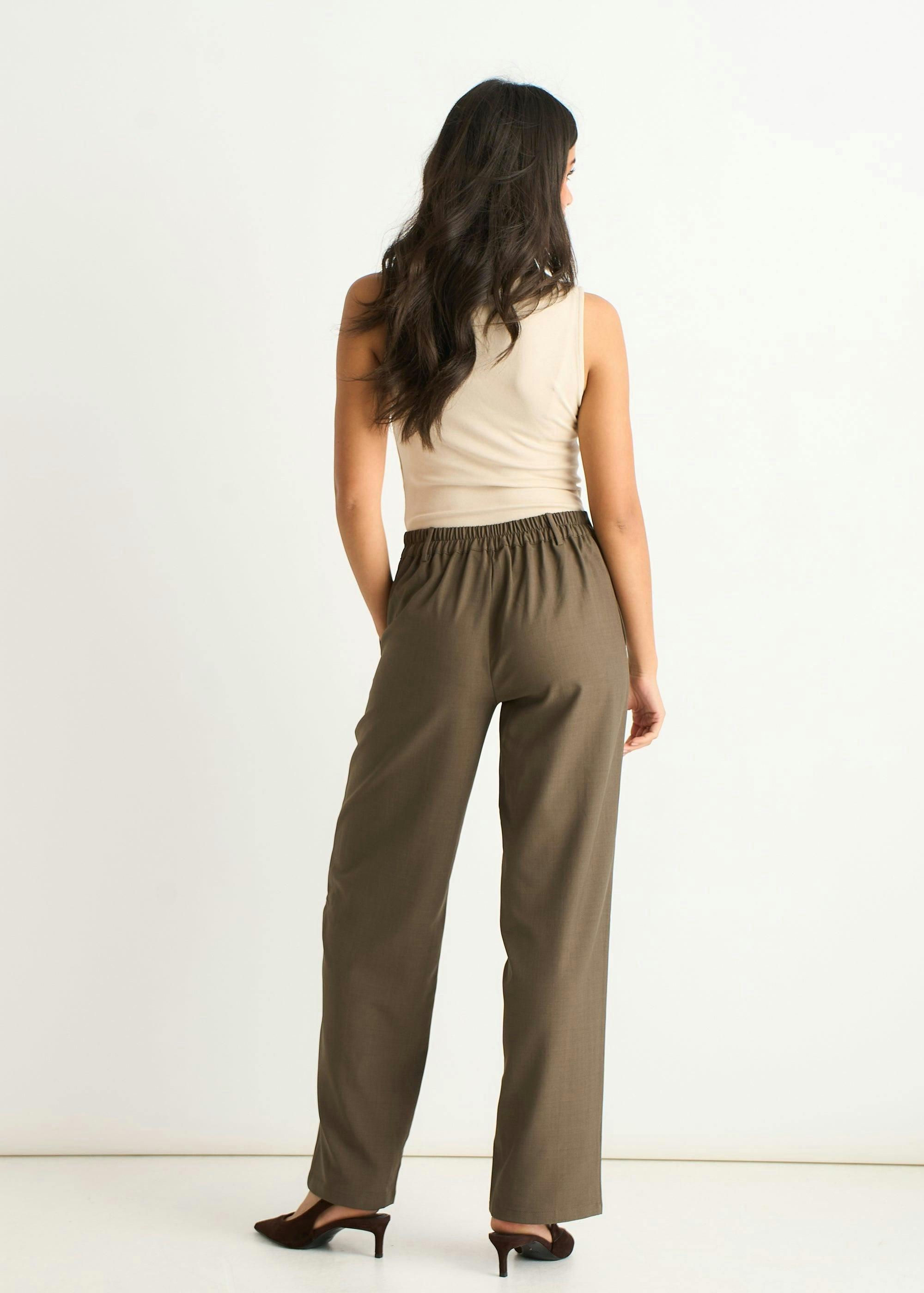 Olive Drawstring Tailored Trousers , view 2 of 4