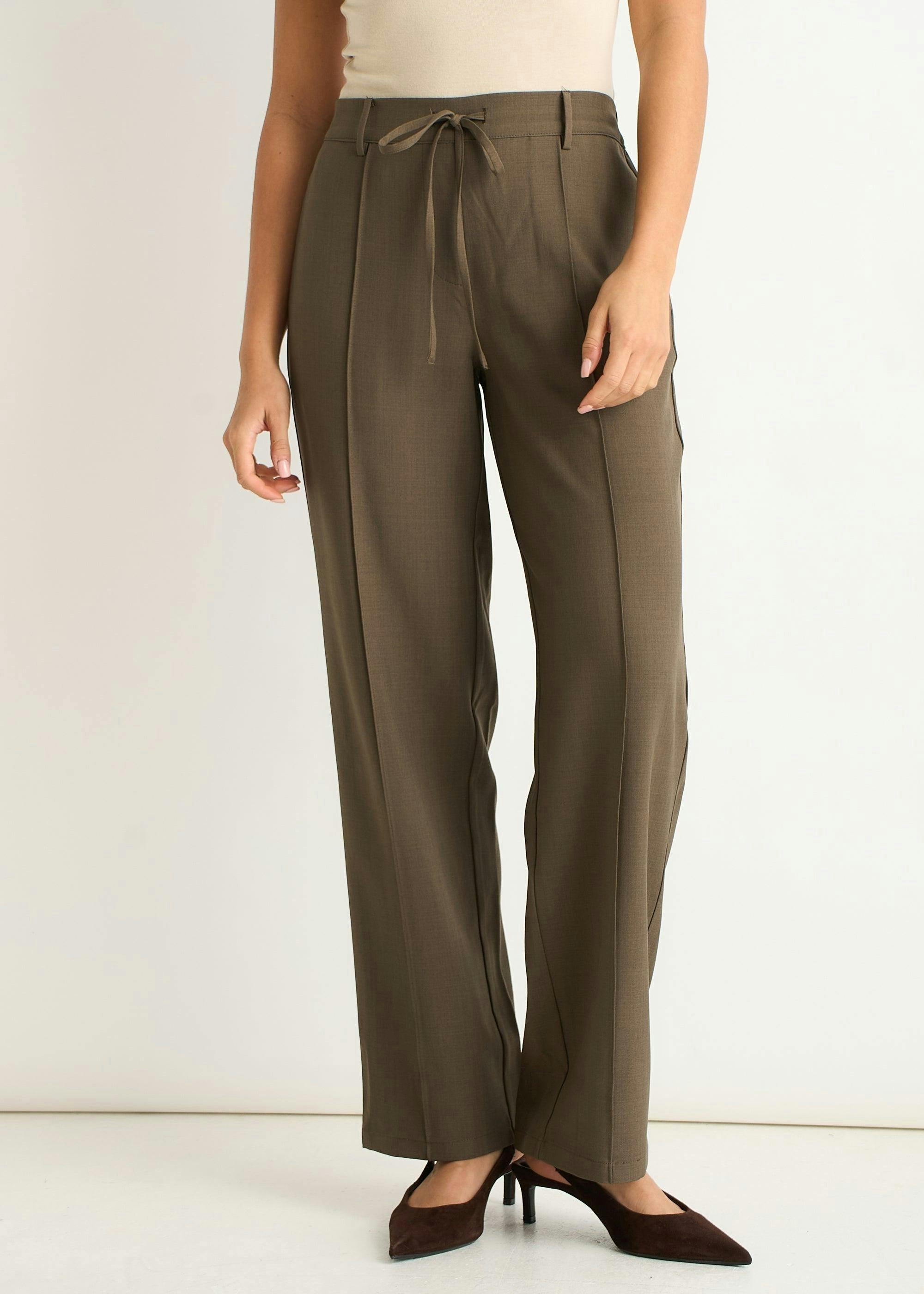 Olive Drawstring Tailored Trousers , view 3 of 4
