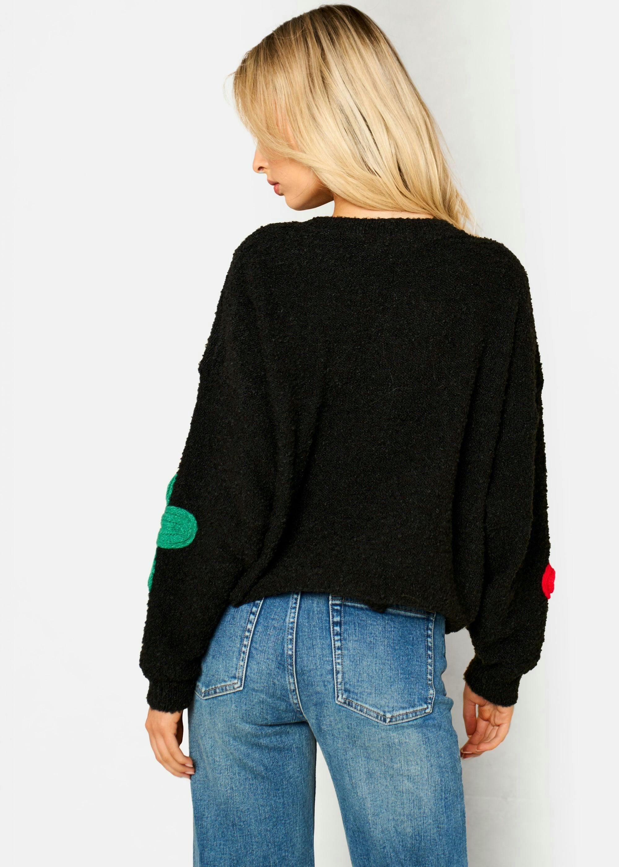 Black 3D Flower Crochet Knitted Jumper , view 4 of 4