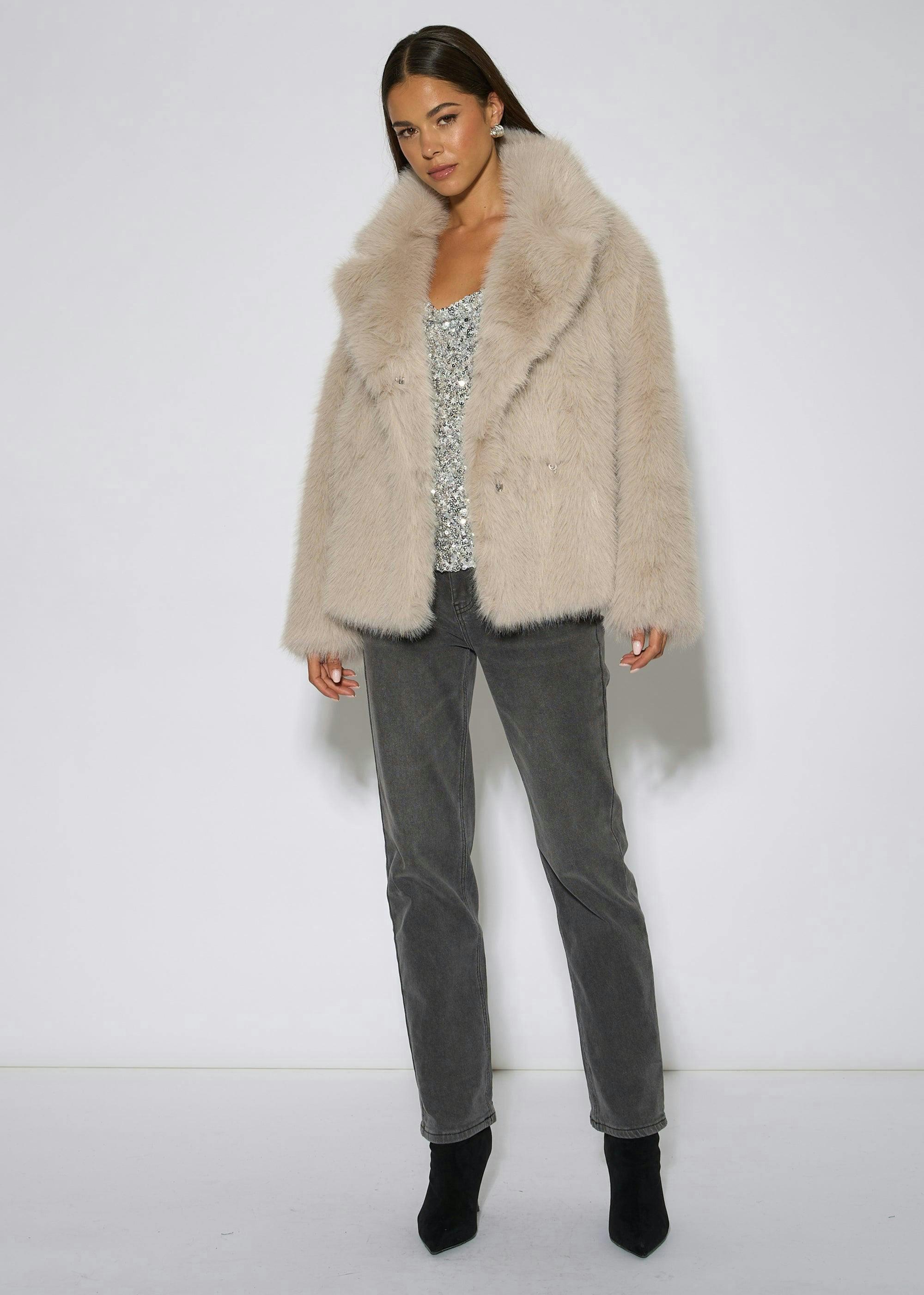 Blonde Faux Fur Jacket , view 3 of 4