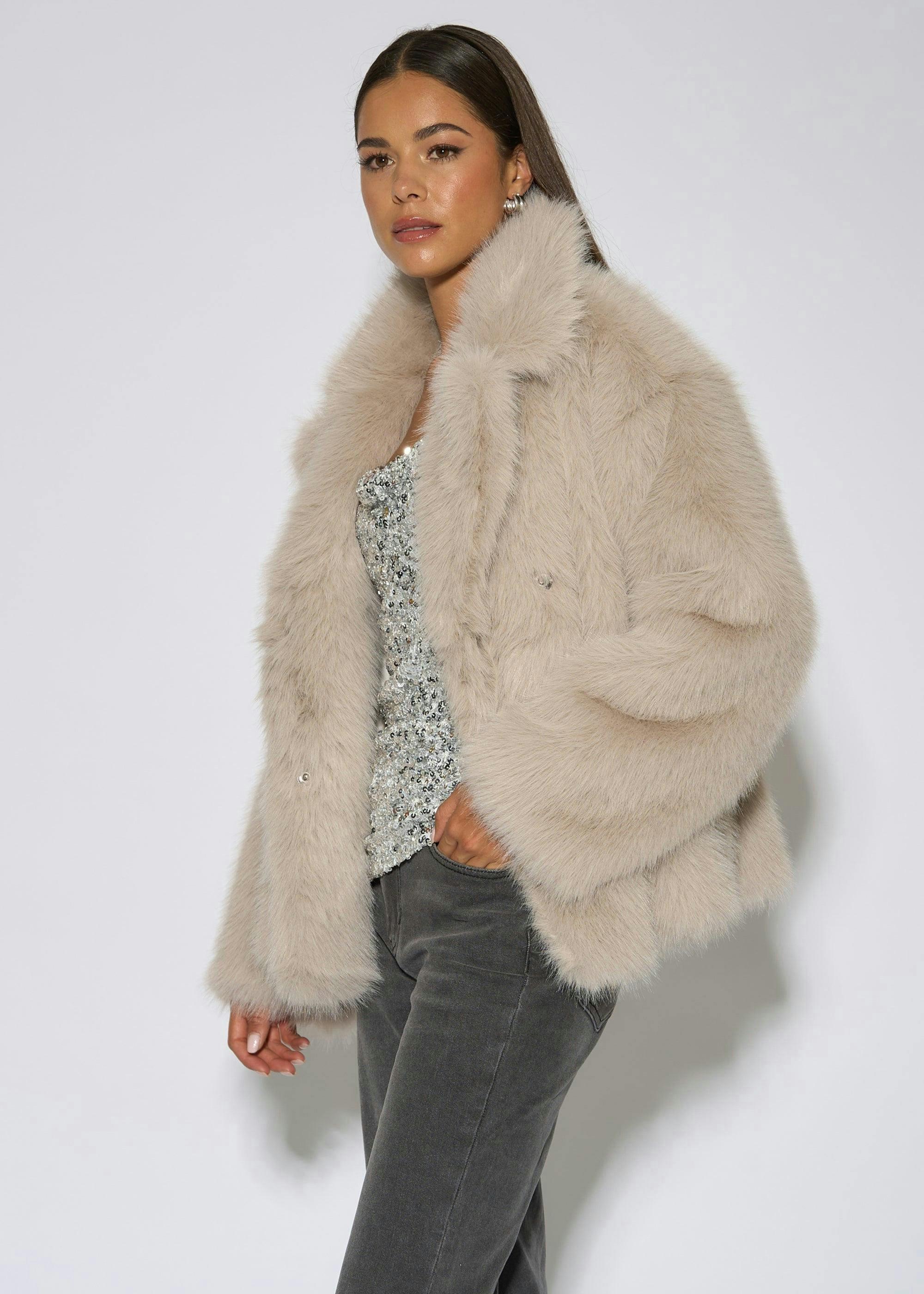 Blonde Faux Fur Jacket , view 4 of 4
