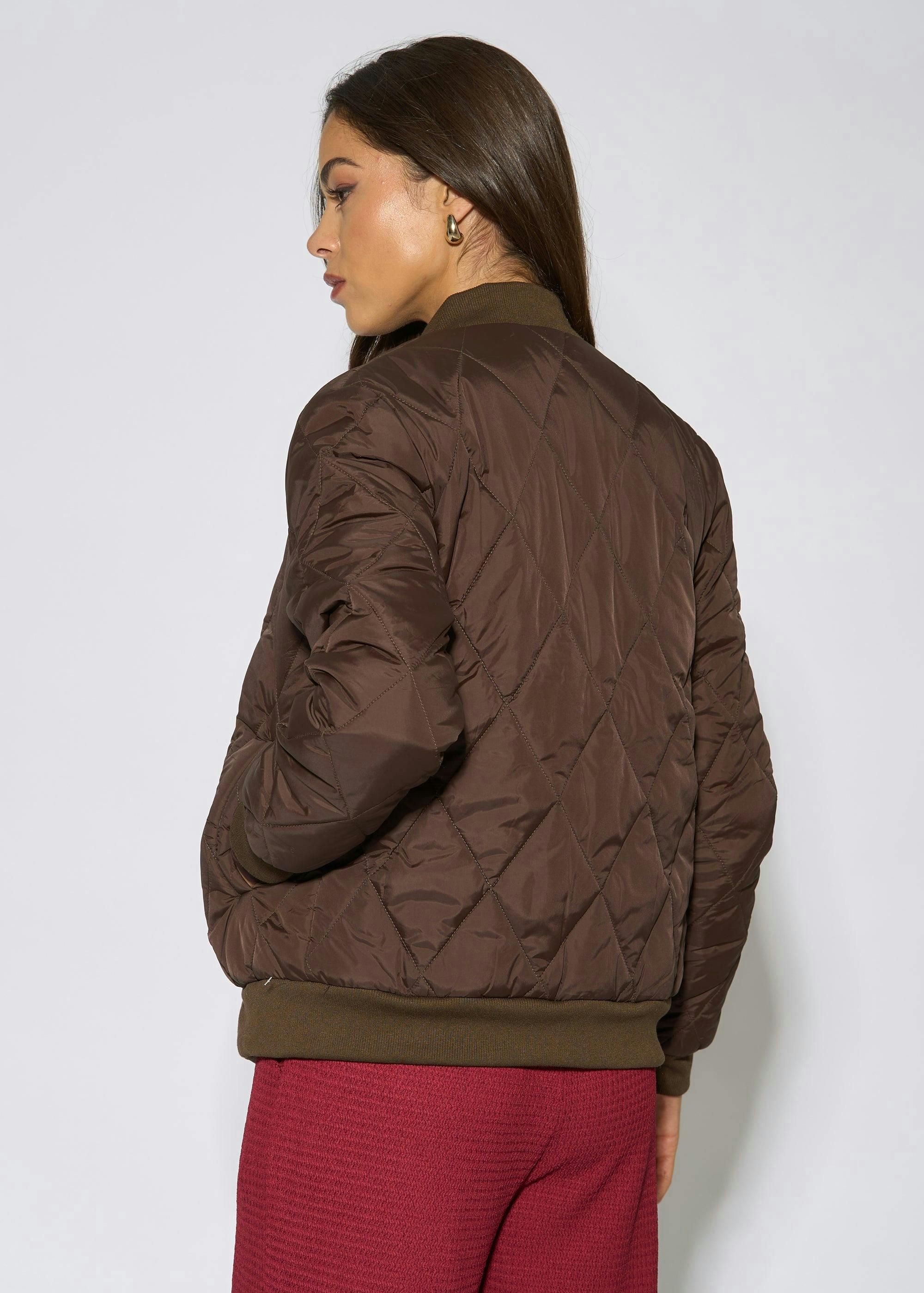 Brown Rib Trim Puffer Bomber Jacket | Clarks UK