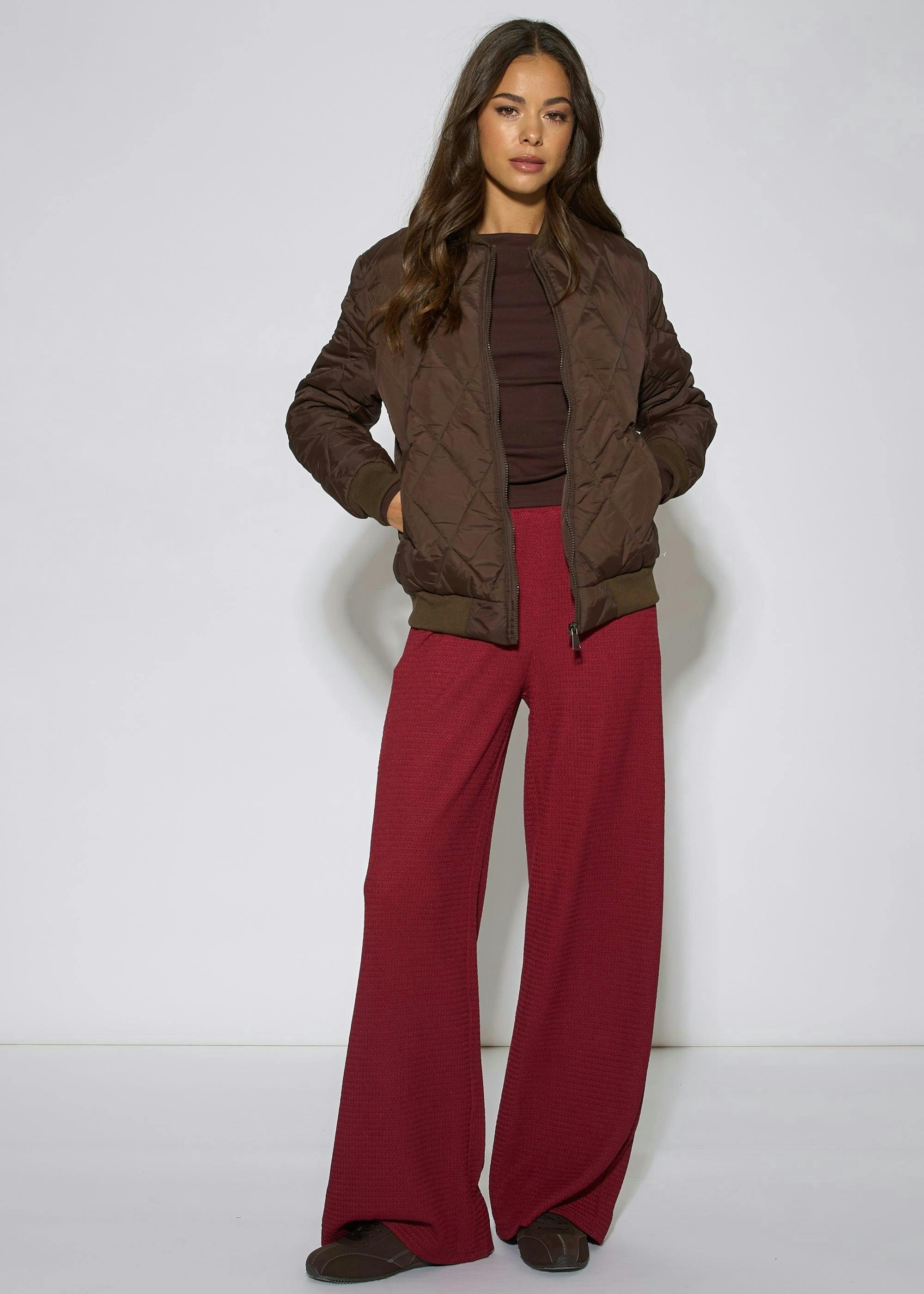 Brown Rib Trim Puffer Bomber Jacket | Clarks UK