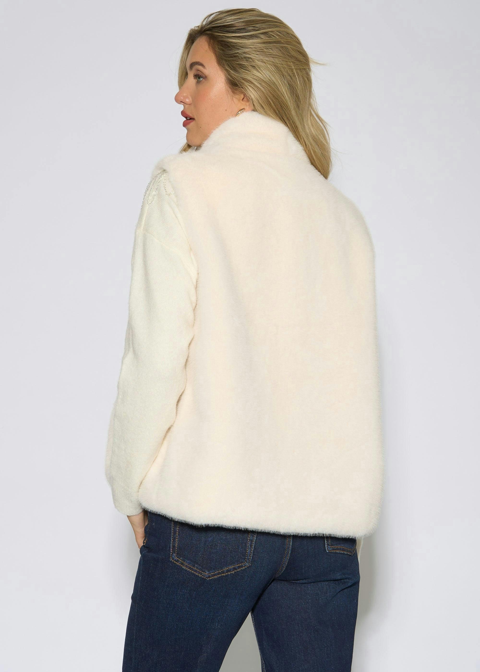 White Faux Fur Longline Gilet , view 2 of 4