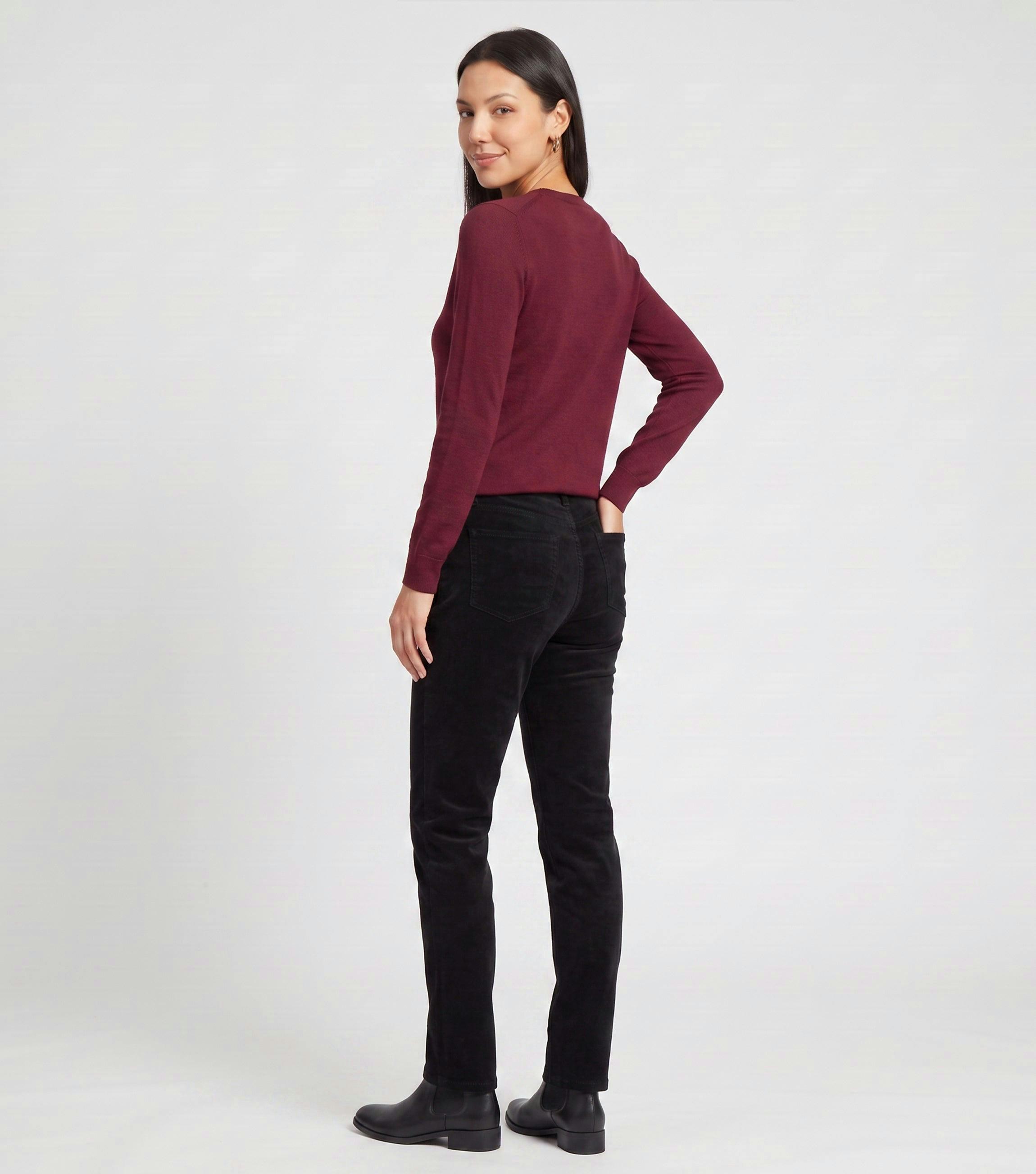 Black Corduroy Tapered Leg Trousers , view 2 of 4