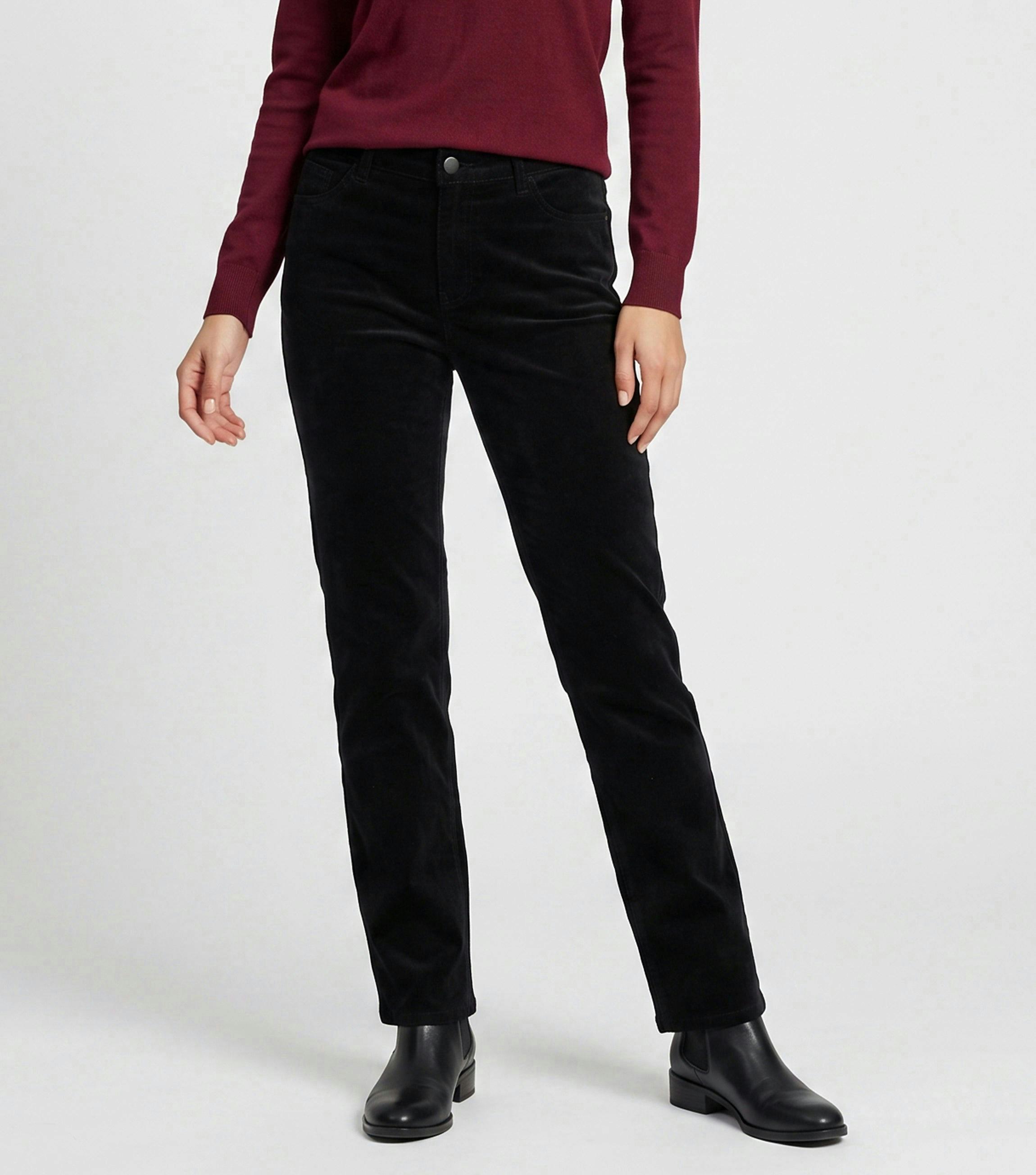 Black Corduroy Tapered Leg Trousers , view 3 of 4