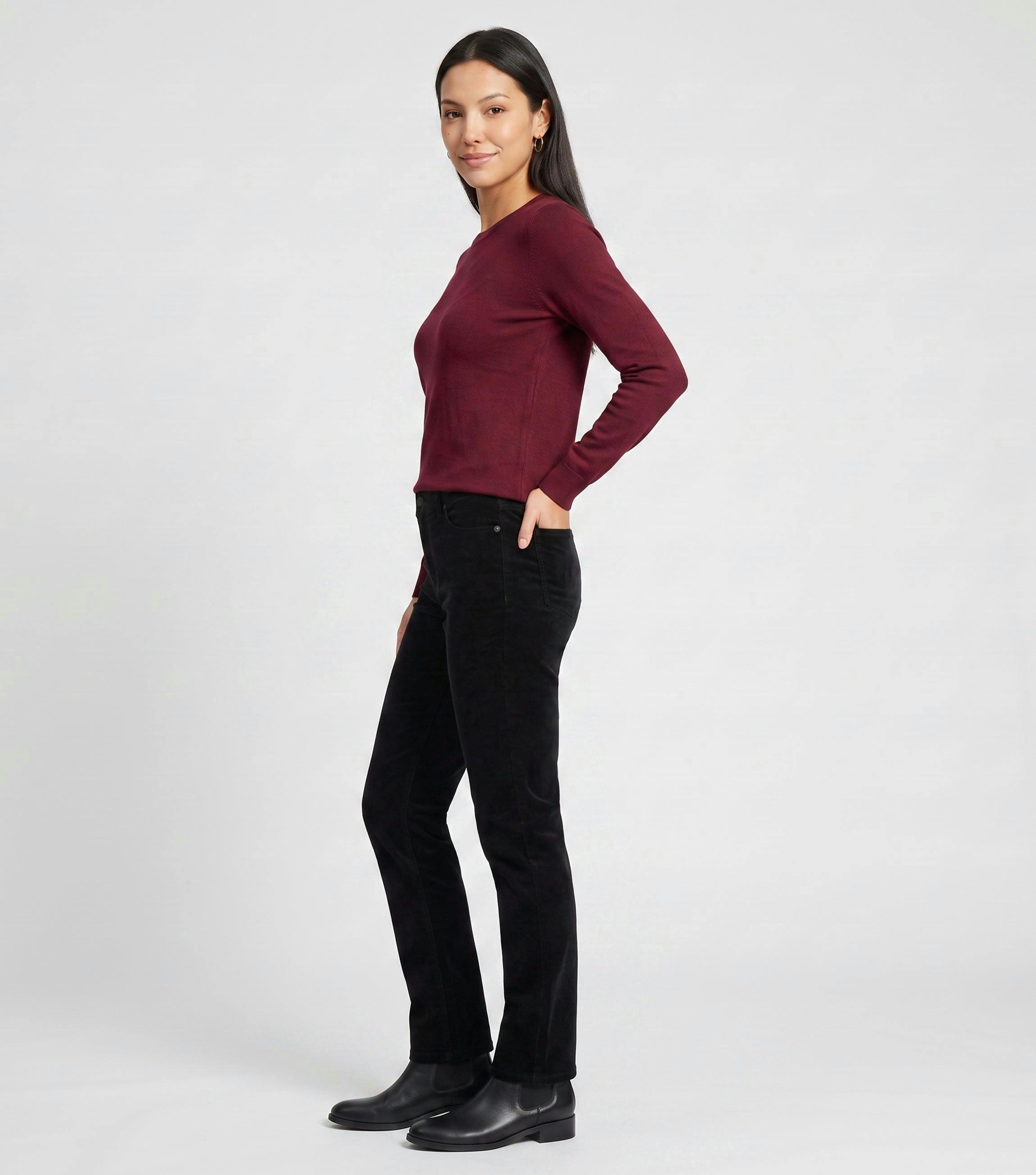 Black Corduroy Tapered Leg Trousers , view 4 of 4