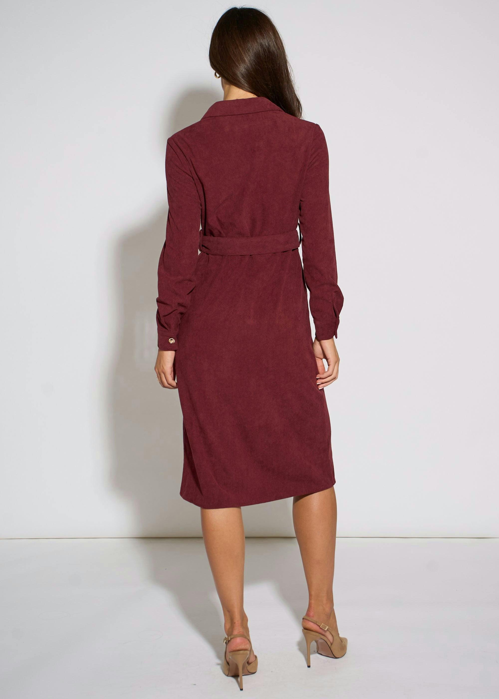 Mulberry Cord Belted Longline Shirt Dress , view 2 of 4