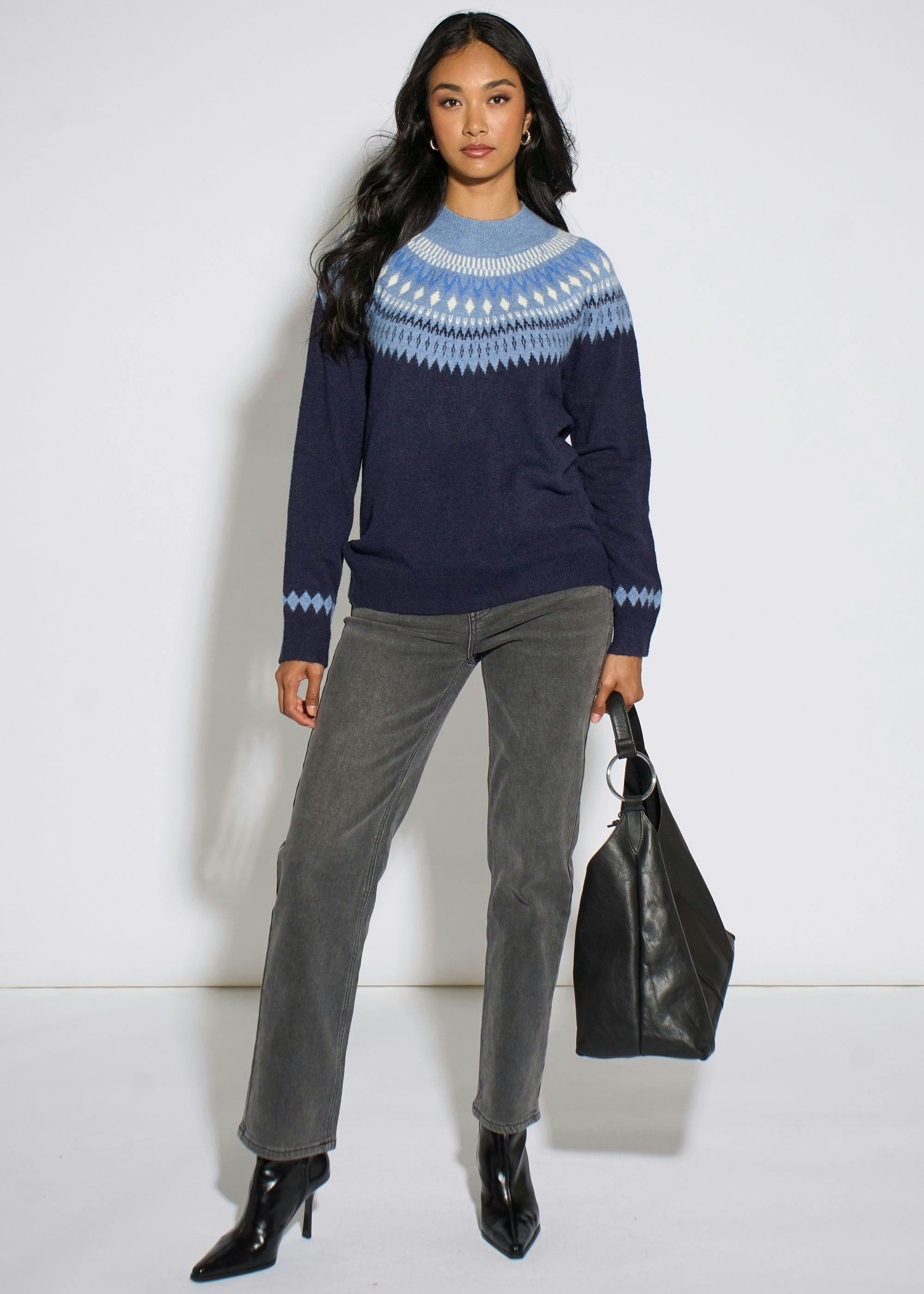 Blue Fair Isle Knit Jumper , view 3 of 4