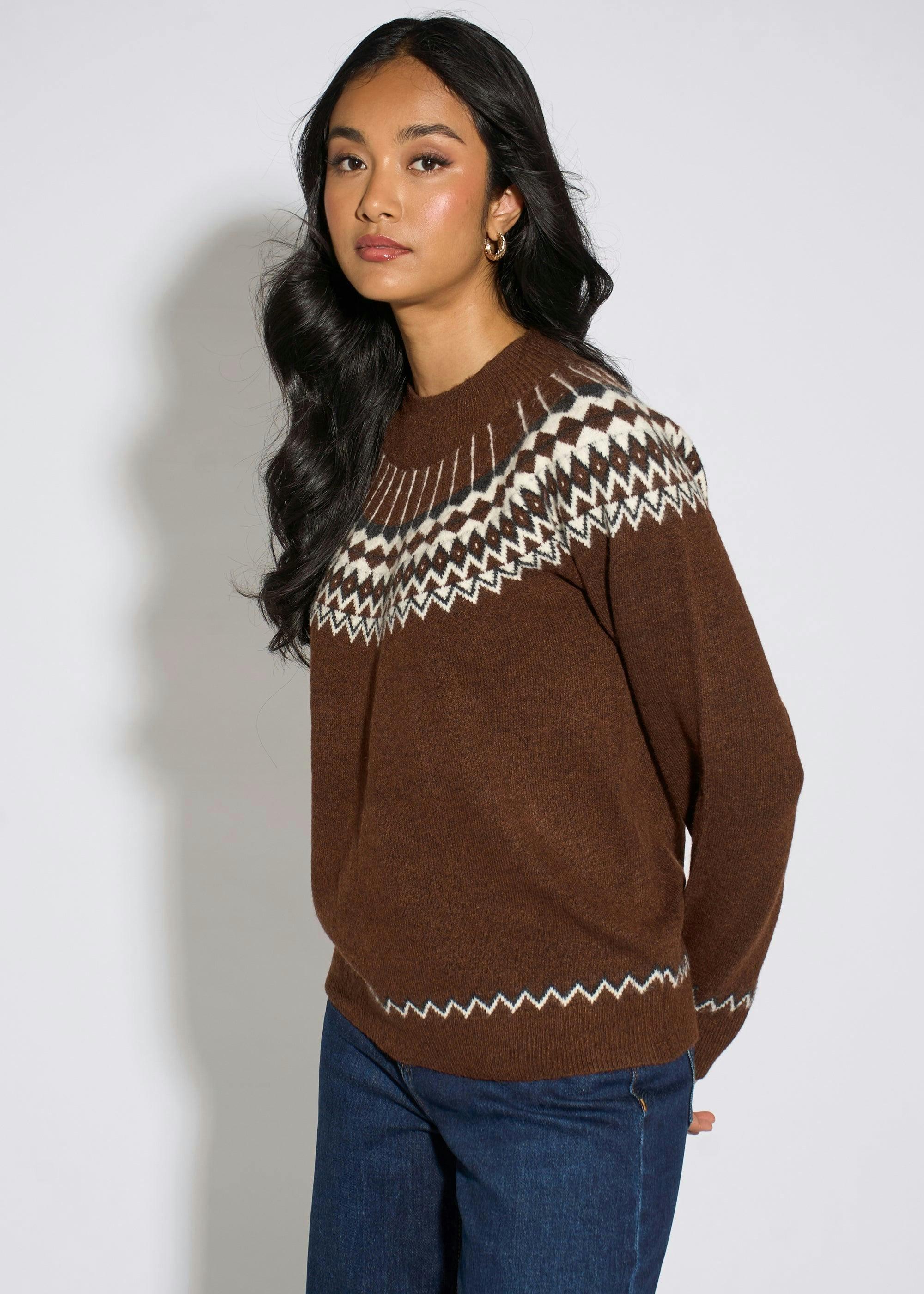 Brown Fair Isle Knit Jumper , view 4 of 4