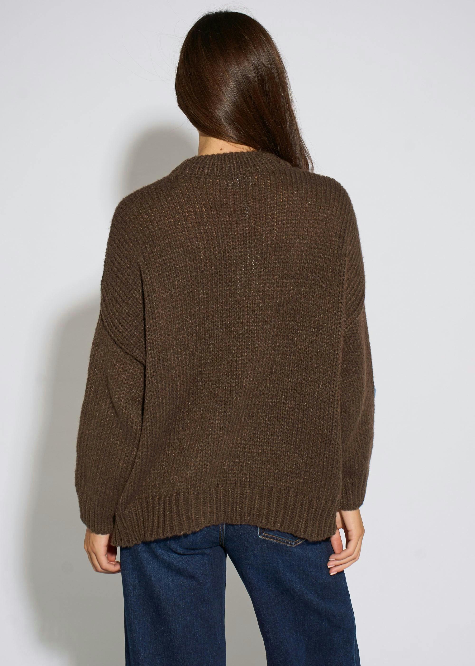 Brown 3D Floral Turtle Neck Knit Jumper , view 3 of 5