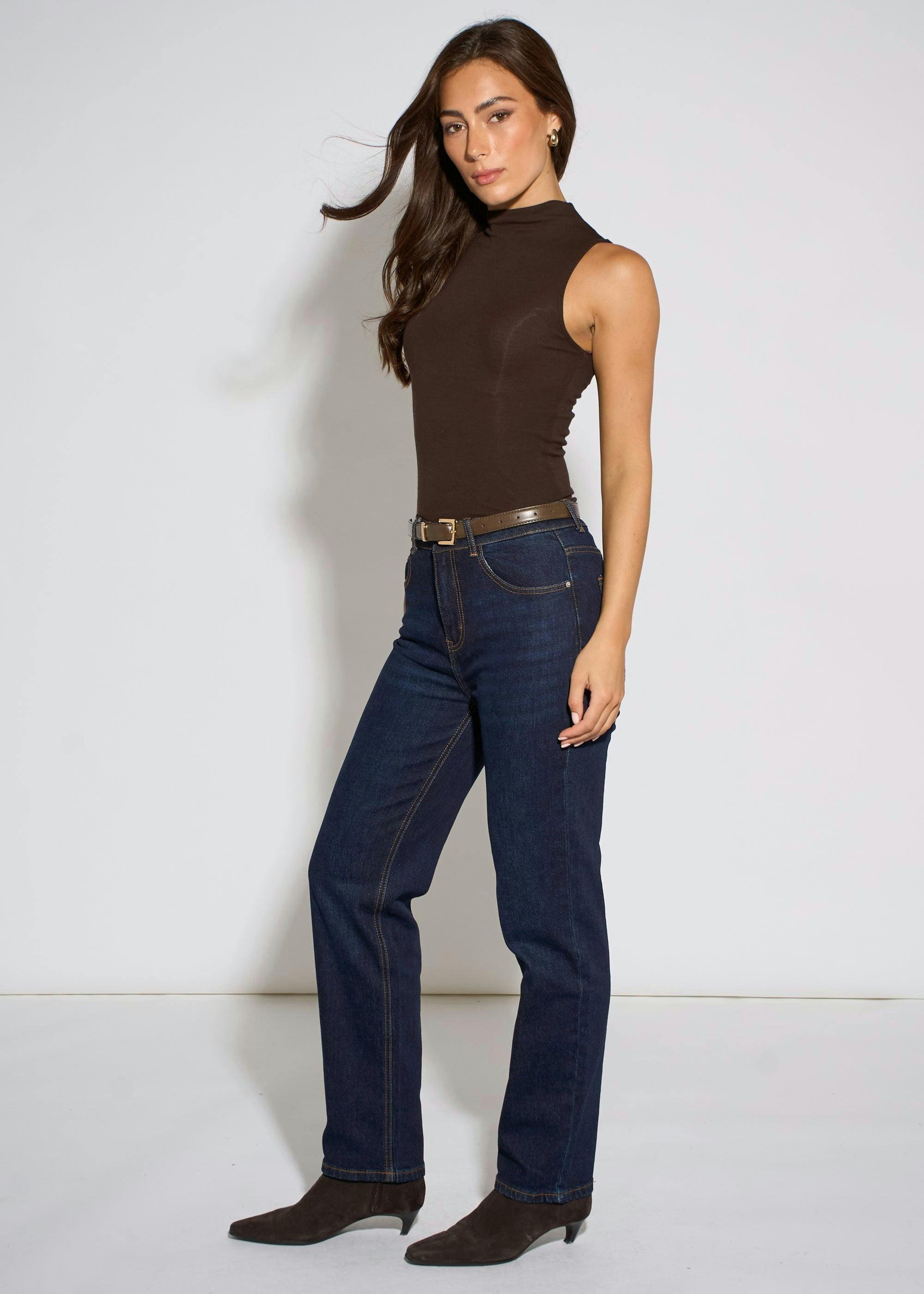 Indigo Mid Rise Straight Leg Jeans , view 4 of 4