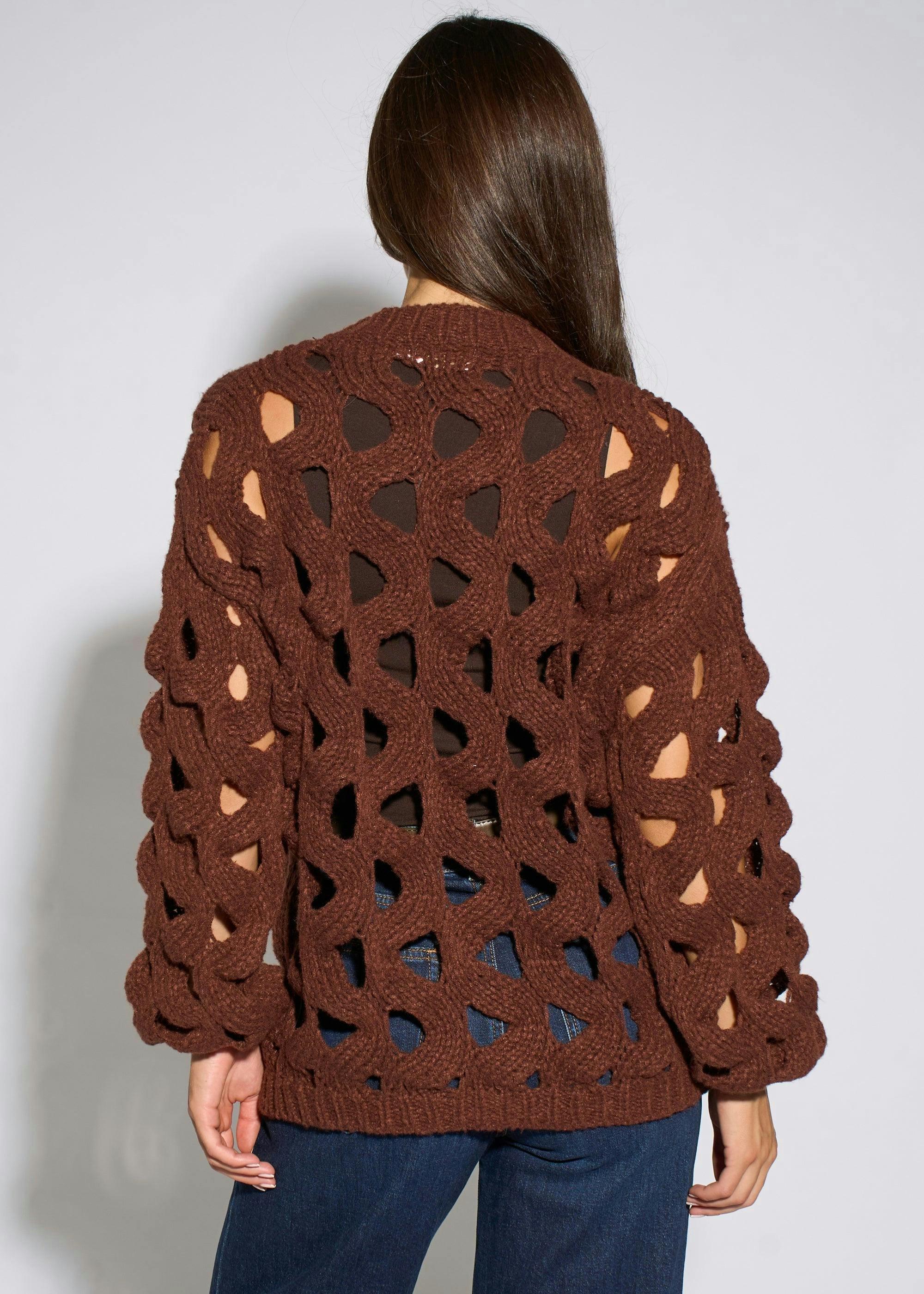 Rust Hollow Chunky Knit Cardigan , view 2 of 4