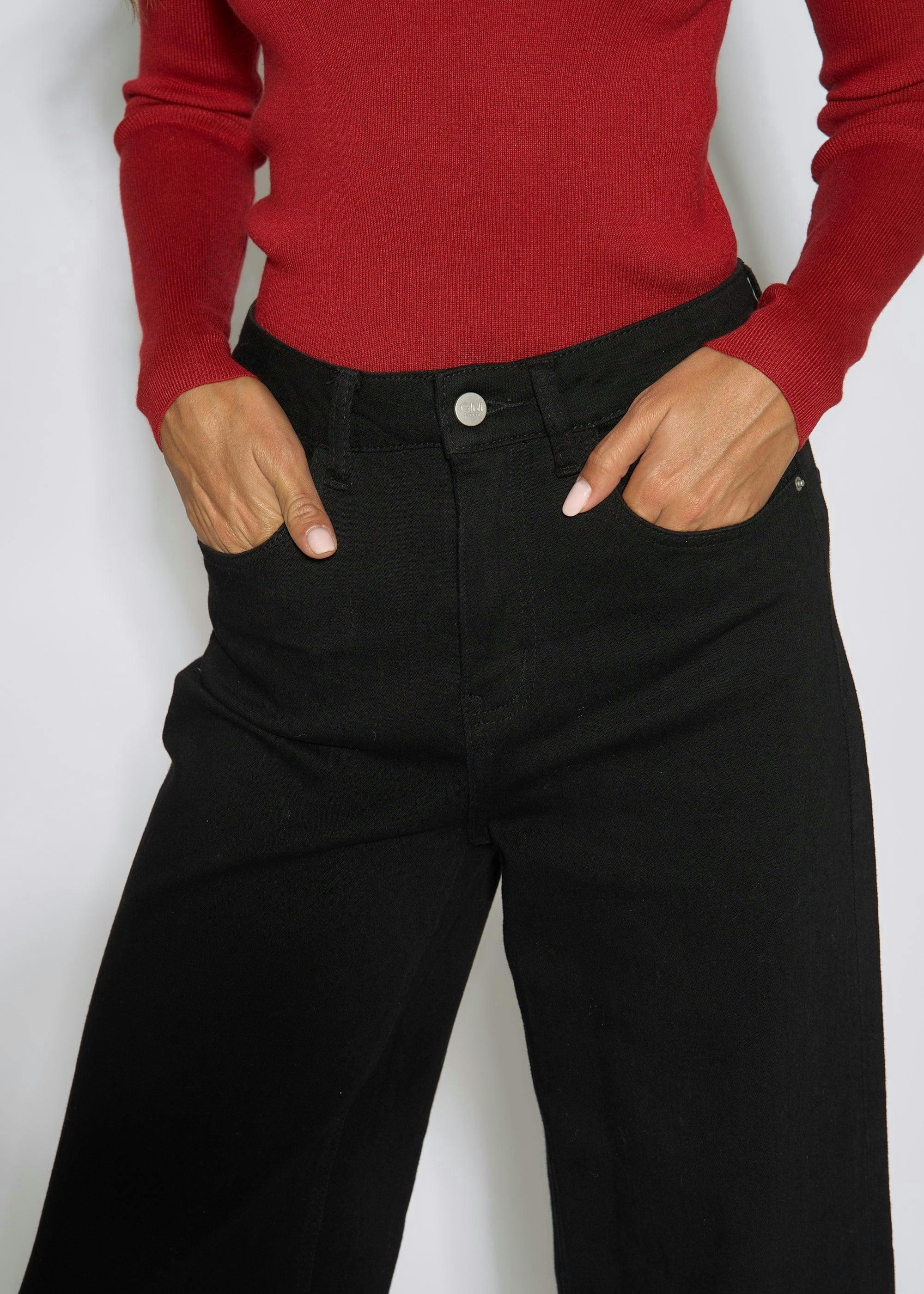 Black Mid Rise Wide Leg Jeans , view 3 of 4