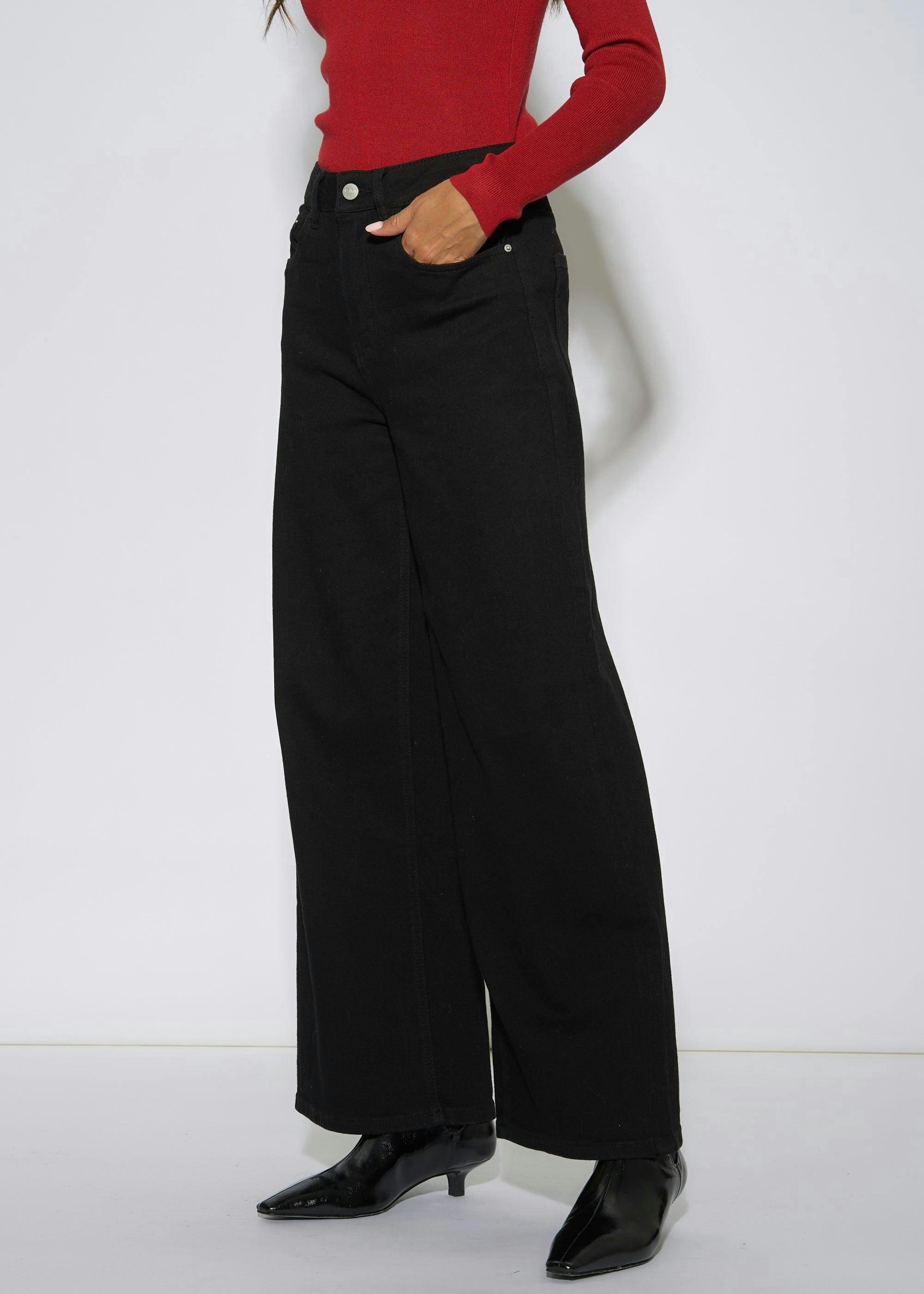 Black Mid Rise Wide Leg Jeans , view 4 of 4
