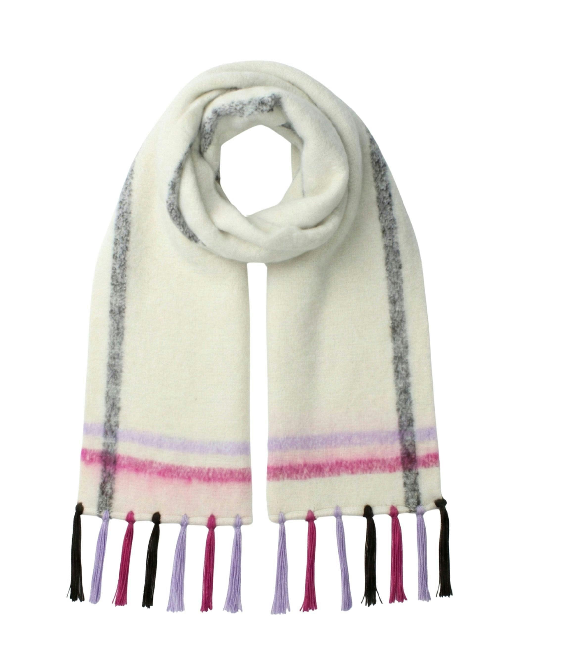 Multi Ladies Check Scarf With Tassel Fringe , view 3 of 3