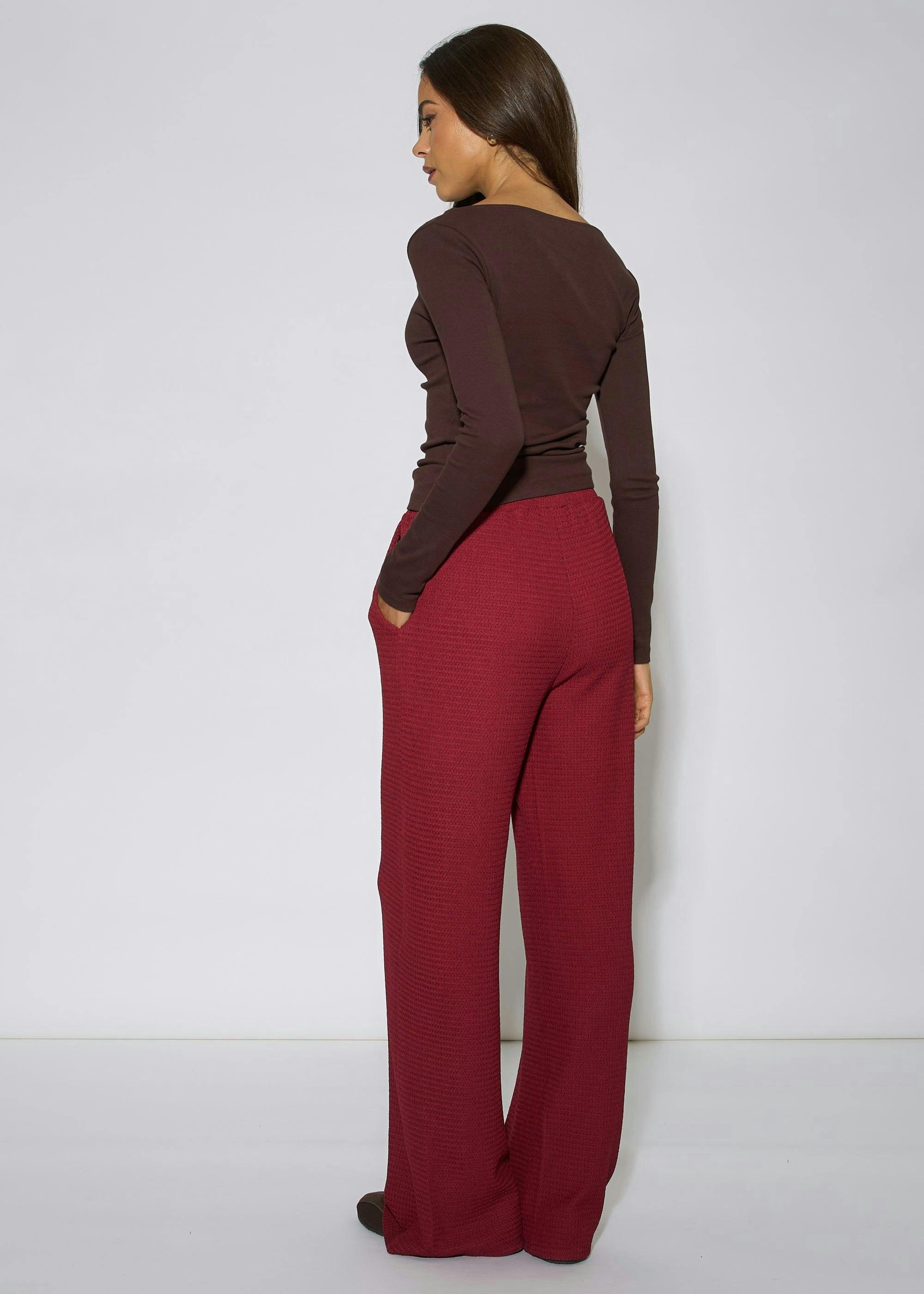 Mulberry Textured Elasticated Waist Wide Leg Trousers , view 2 of 4