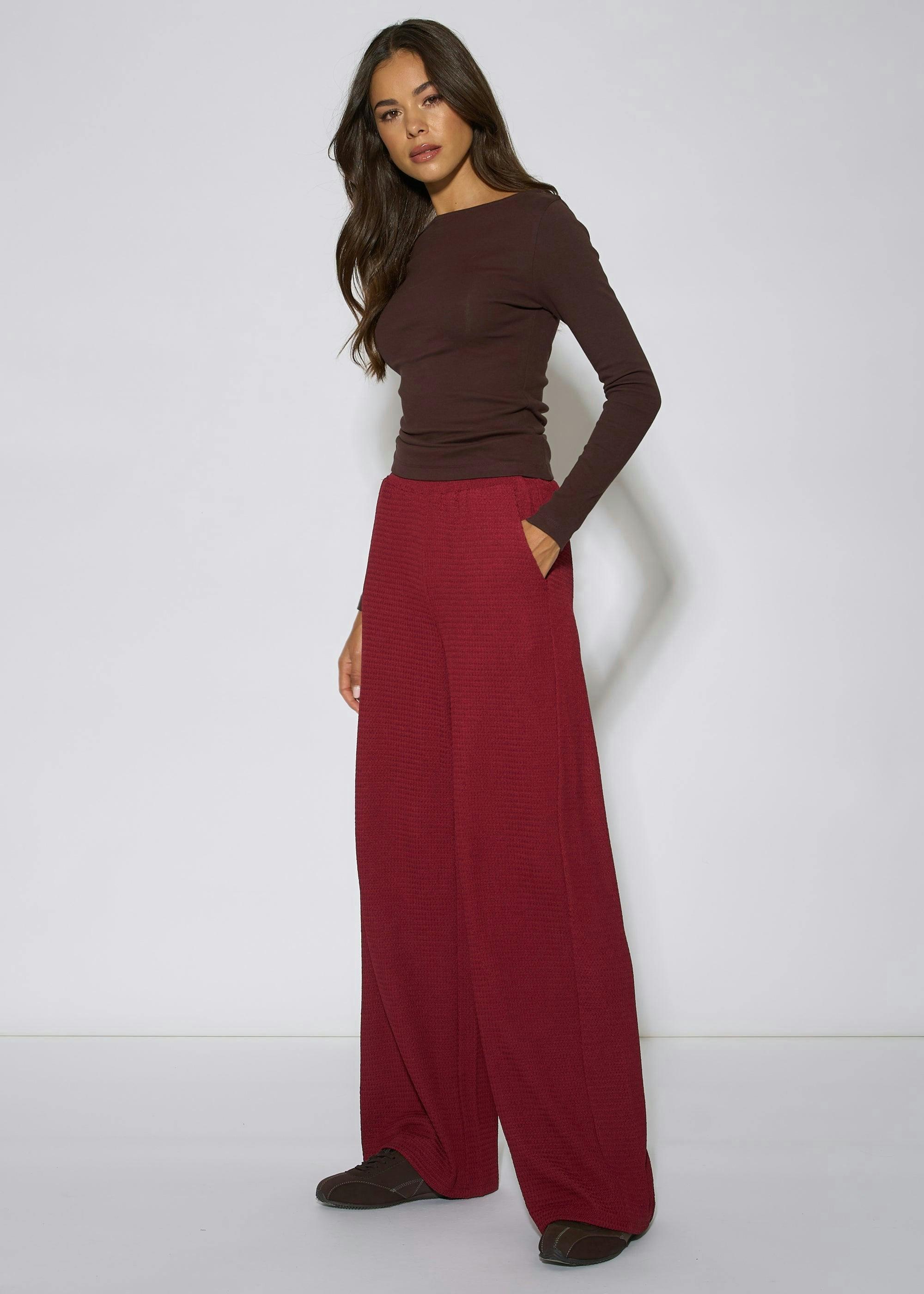 Mulberry Textured Elasticated Waist Wide Leg Trousers , view 4 of 4