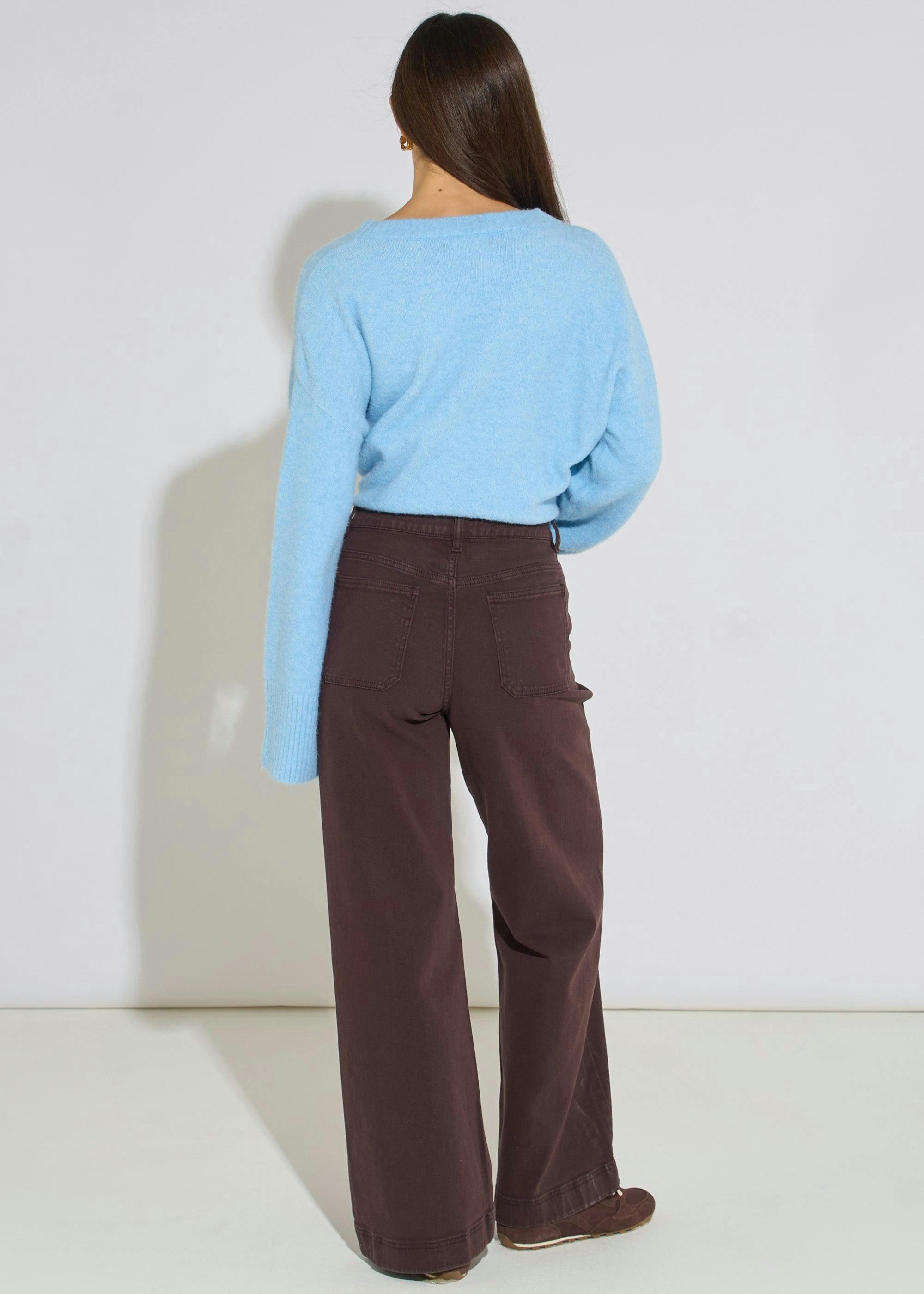 Brown Pleat Wide Leg Jean , view 3 of 4
