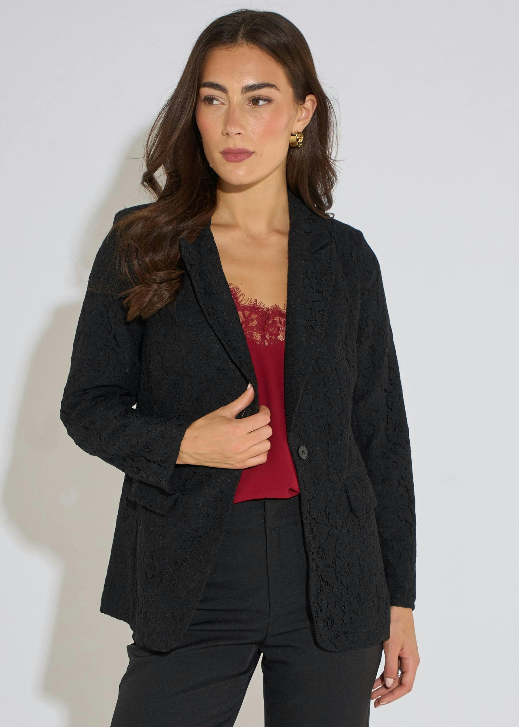 Black Lace Bonded Blazer | Clarks UK