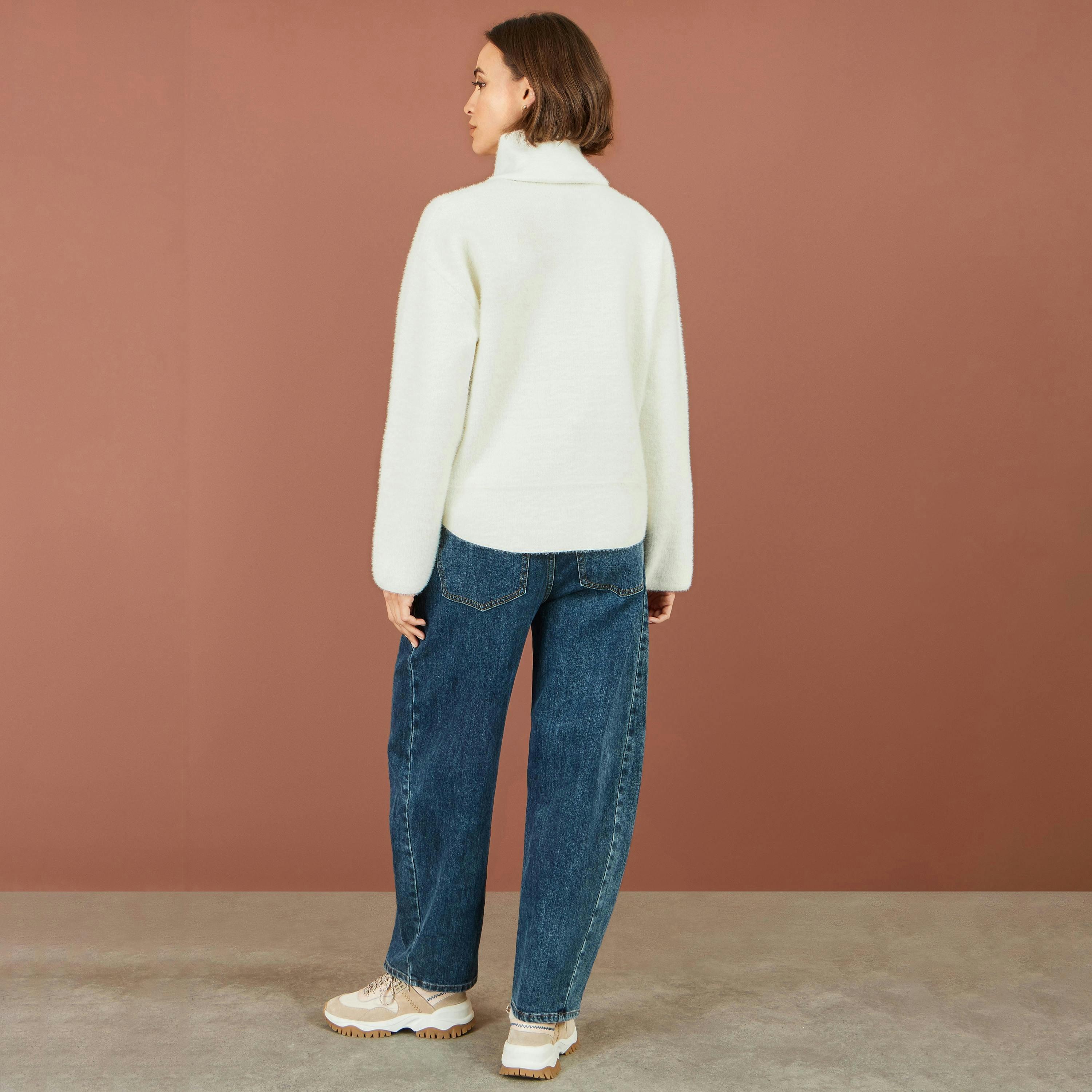 Yumi Ivory Eyelash Knit Jacket With Scarf , view 4 of 5