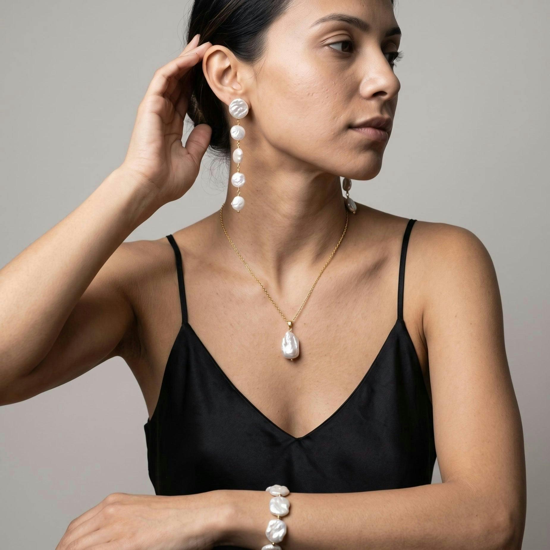 Shinju Pearl Layered Drop Earrings , view 2 of 5