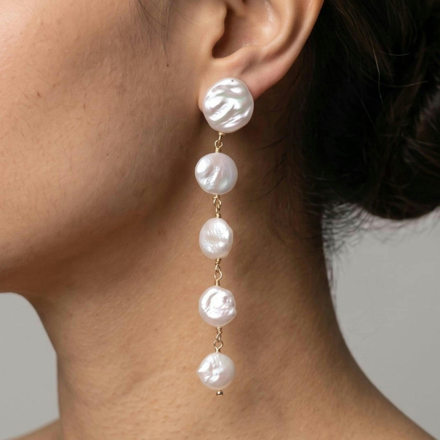Shinju Pearl Layered Drop Earrings , view 3 of 5