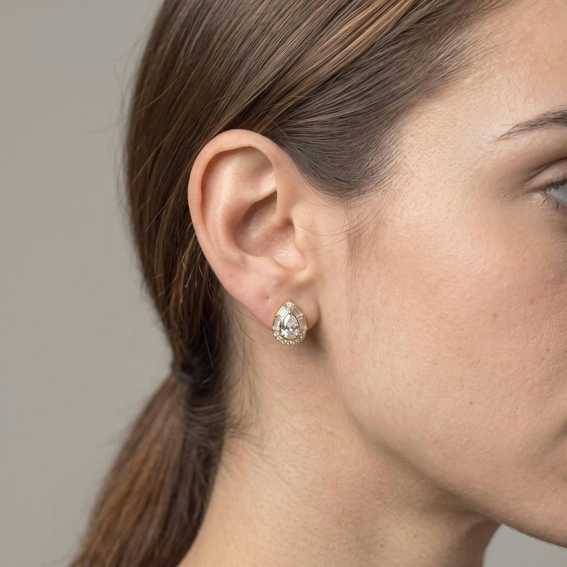 Kin Gold Teardrop Stone Earrings and Necklace Set , view 3 of 5