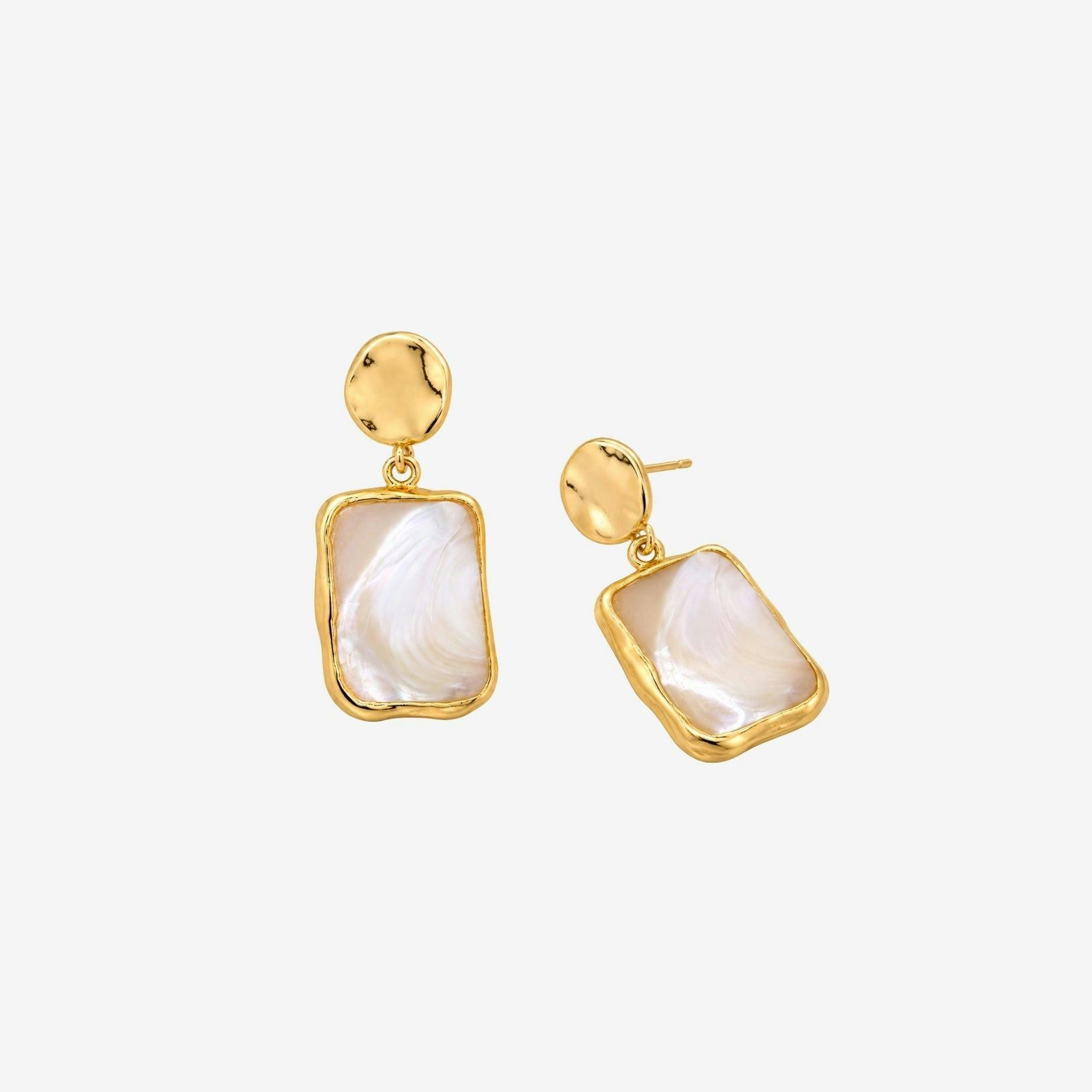 Shinju Mother of Pearl Square Drop Earrings , view 4 of 5