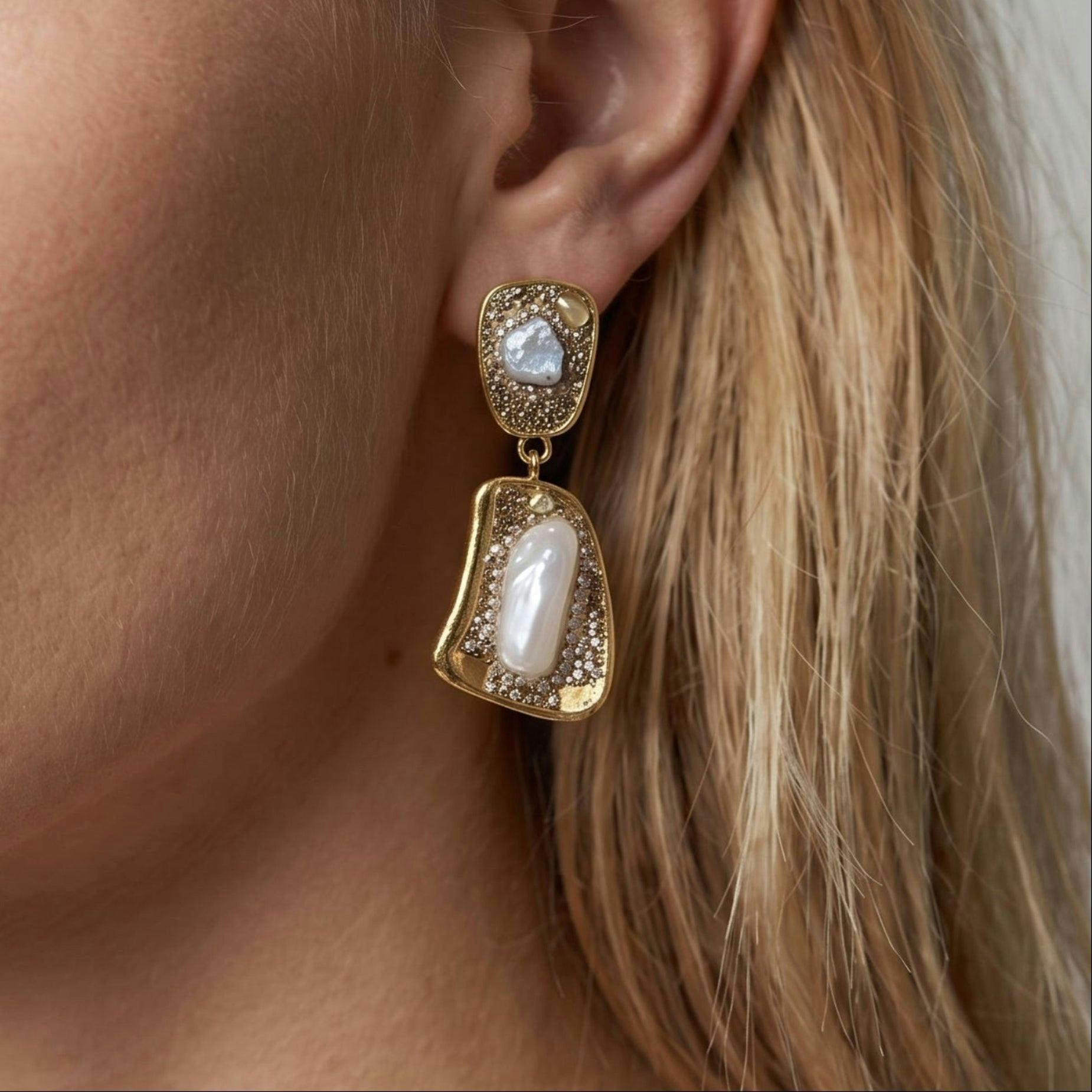 Shinju Mother of Pearl Shimmer Earrings , view 3 of 5