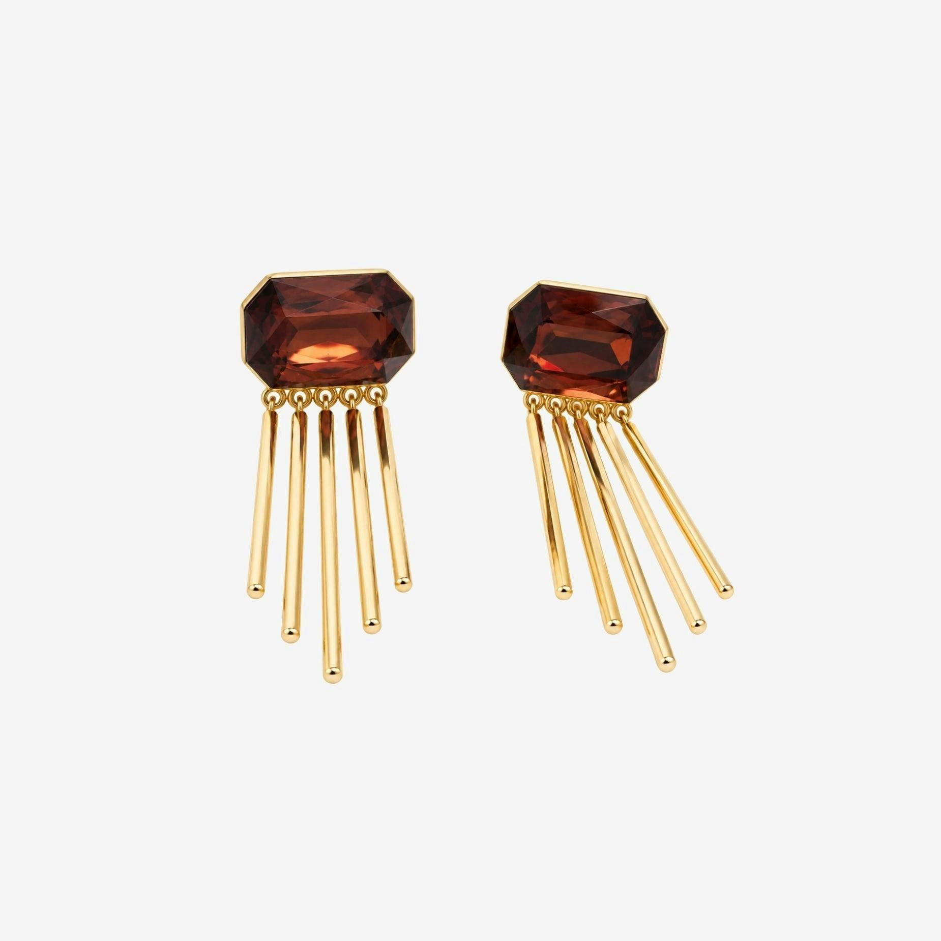Shikaku Brown Stone Tassel Earrings , view 4 of 5