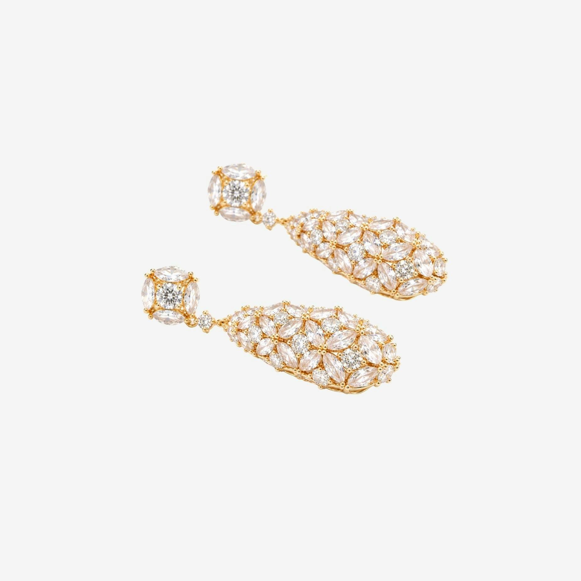 Kinmokusei Stone Floral Gold Drop Statement Earrings , view 5 of 6