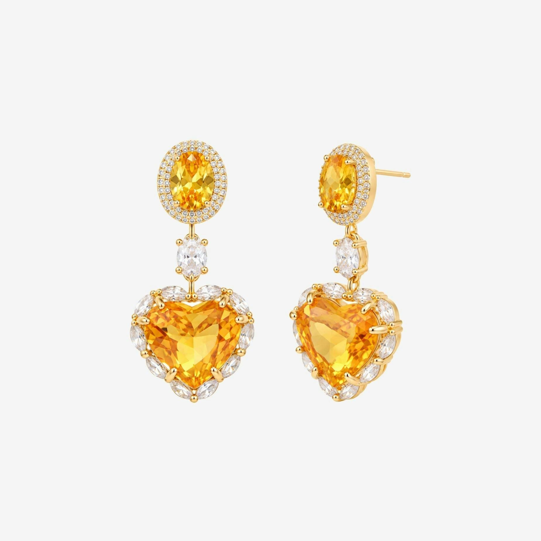 Kokoro Yellow Stone Heart Earrings , view 4 of 6