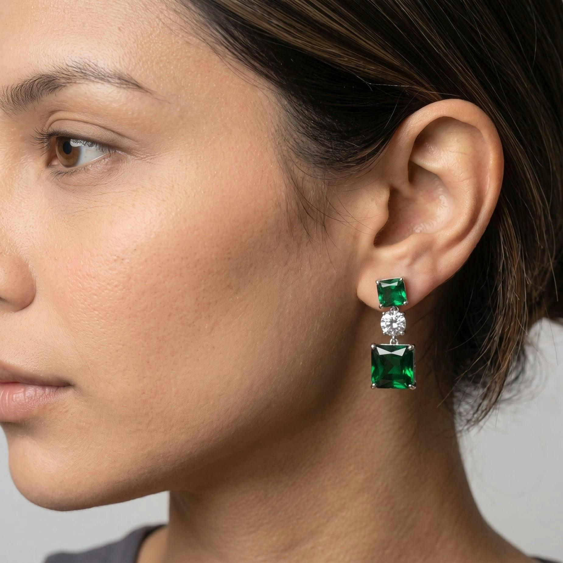 Shikaku Green Stone Drop Earrings , view 3 of 5