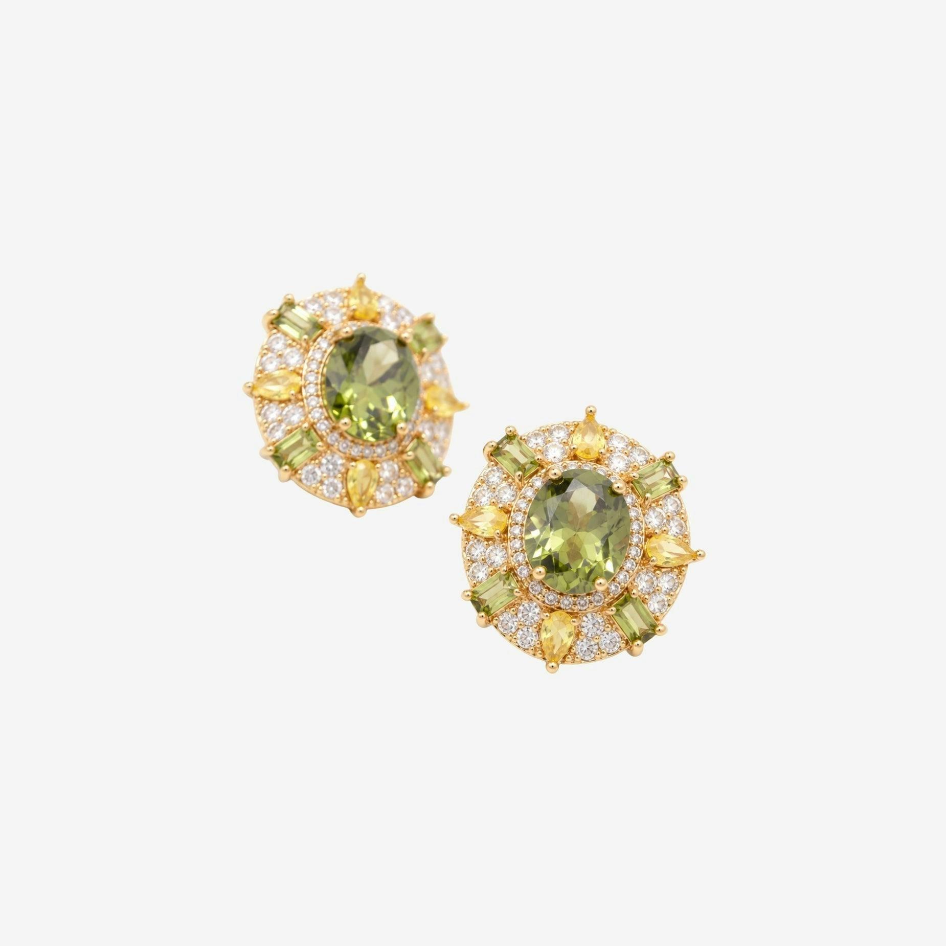Hanabi Peridot and Yellow Stone Statement Stud Earrings , view 4 of 5
