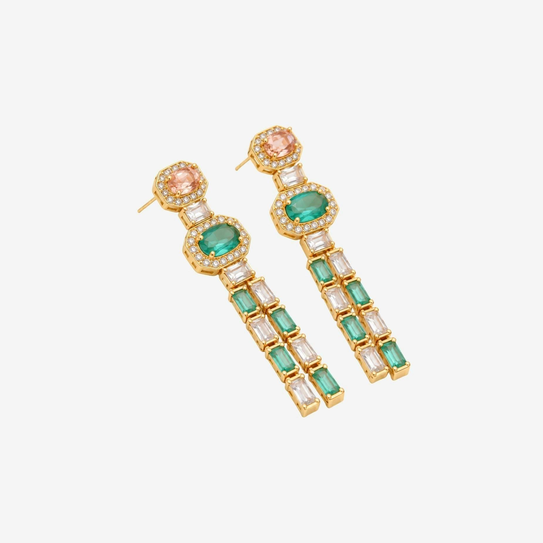 Hanabi Mint and Peach Stone Drop Earrings , view 4 of 5