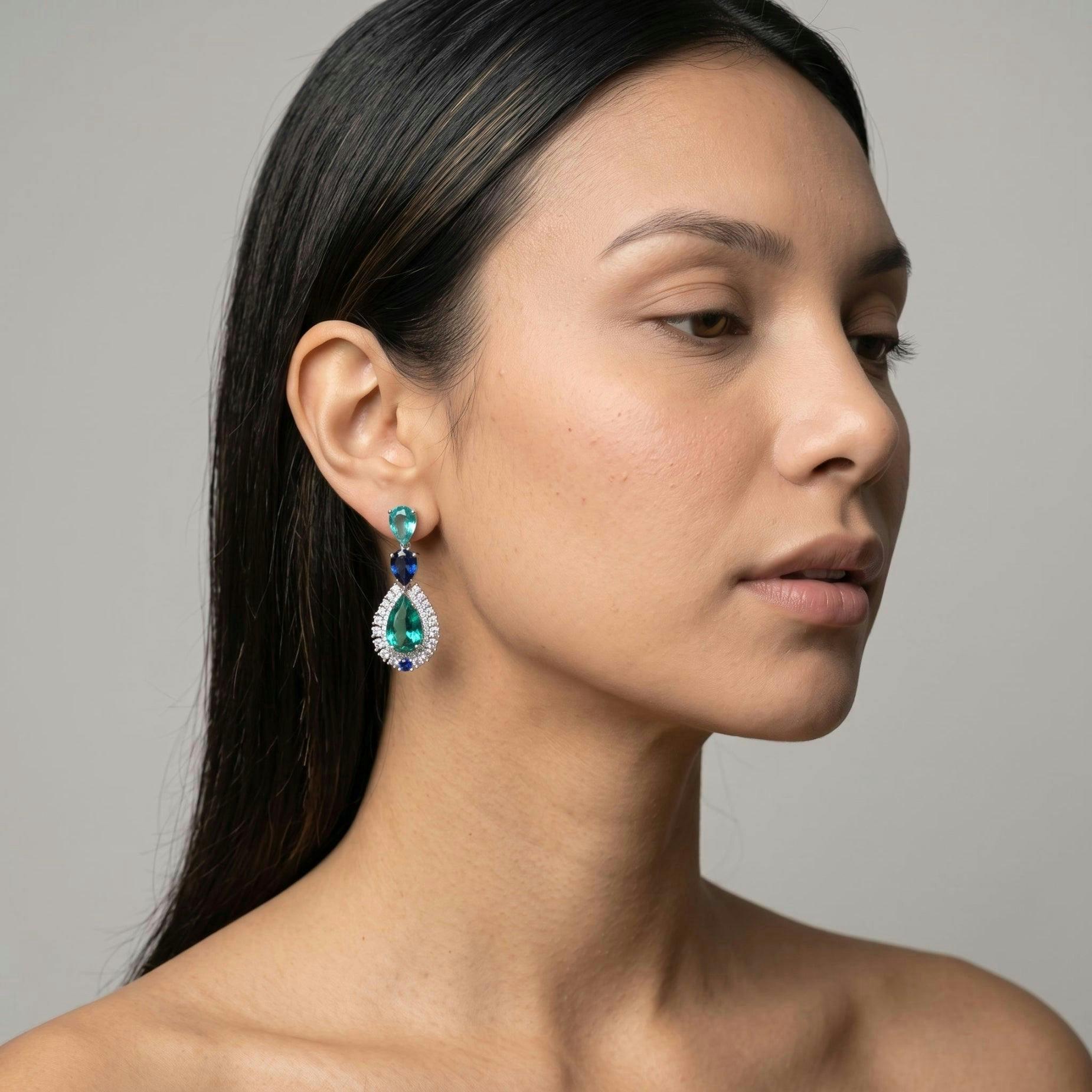 Hanabi Jade and Blue Stone Drop Earrings , view 3 of 5
