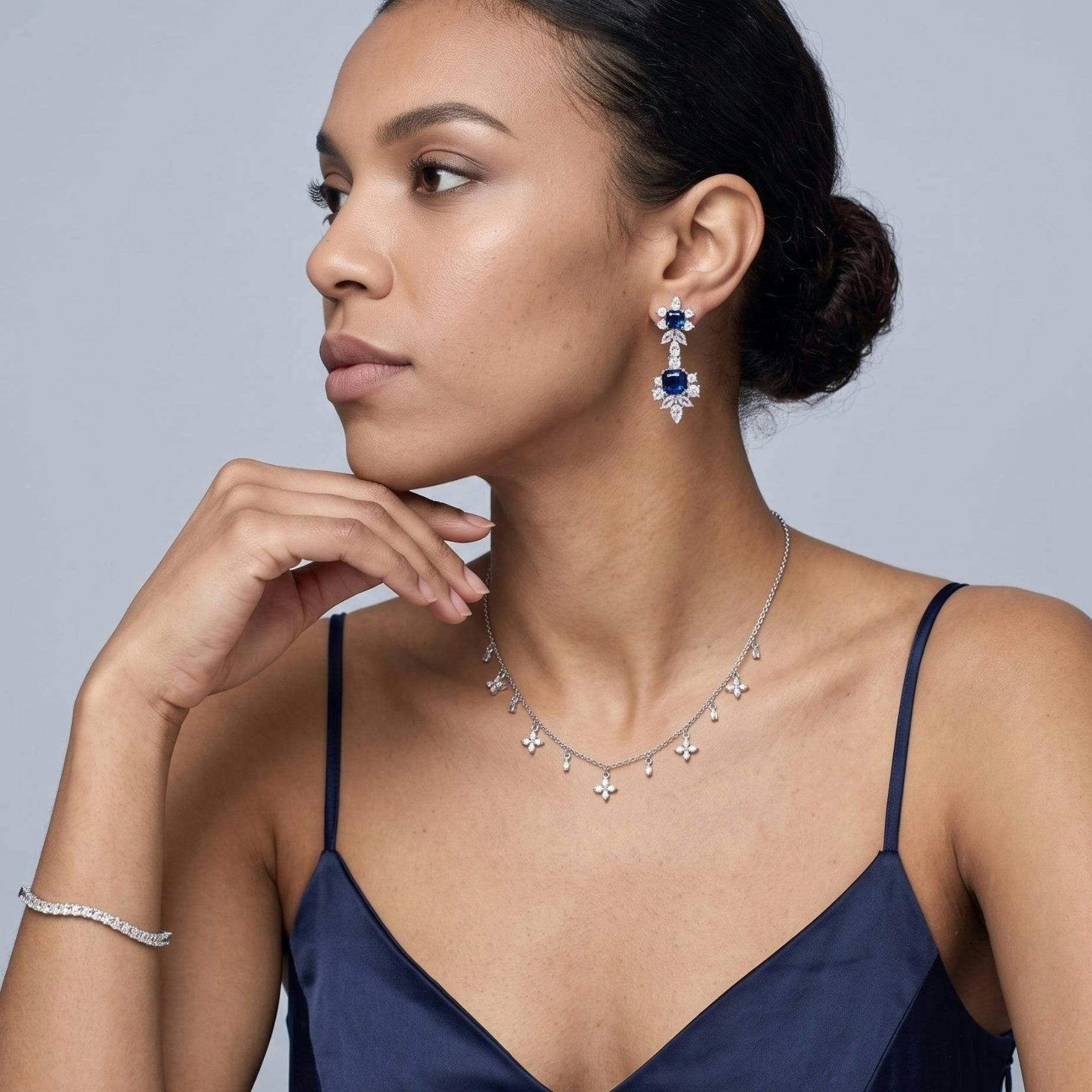 Hanabi Blue and Silver Stone Earrings , view 2 of 5