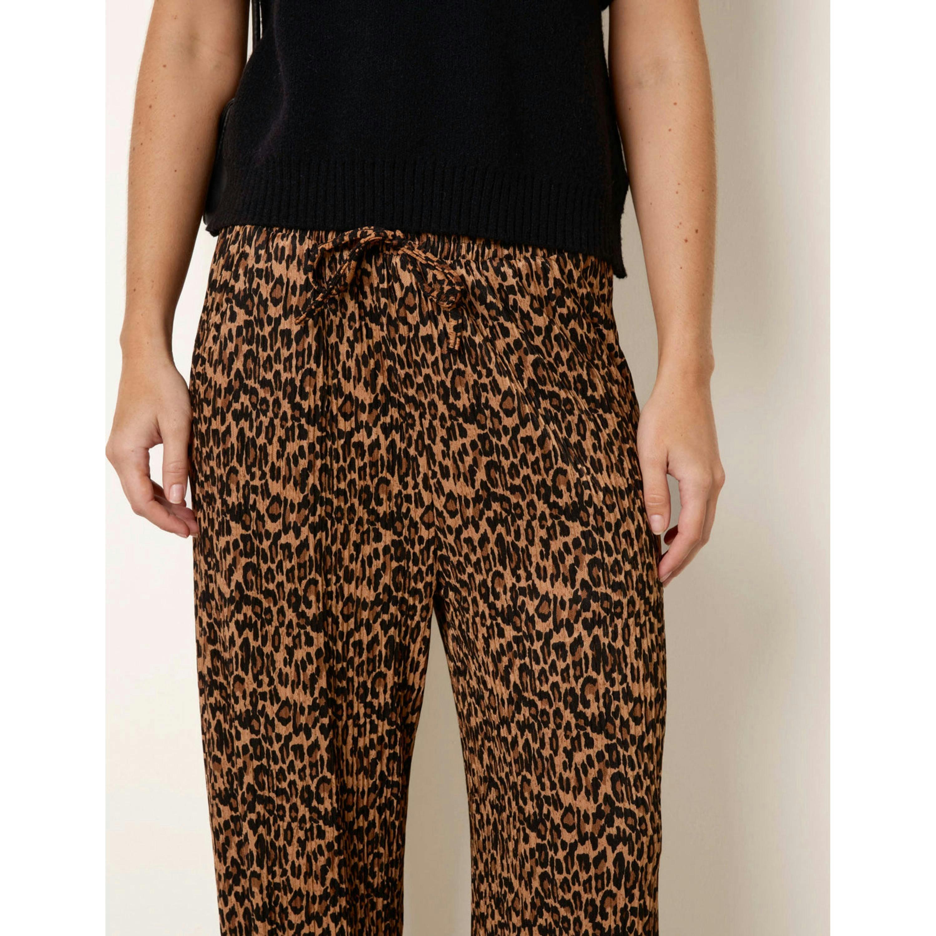 Blue Vanilla Leopard Print Wide Leg Trousers  in Brown , view 3 of 4